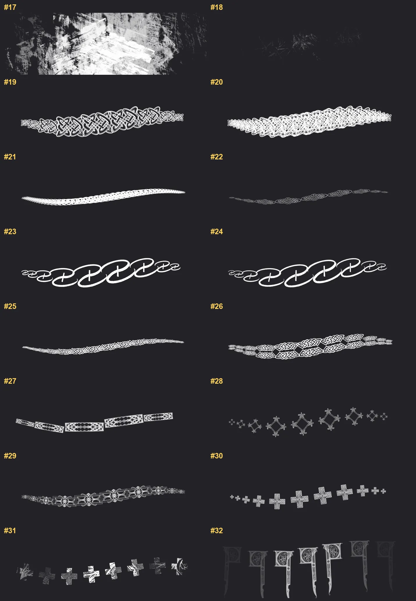 American and Celtic Procreate brushes overview sheet 2