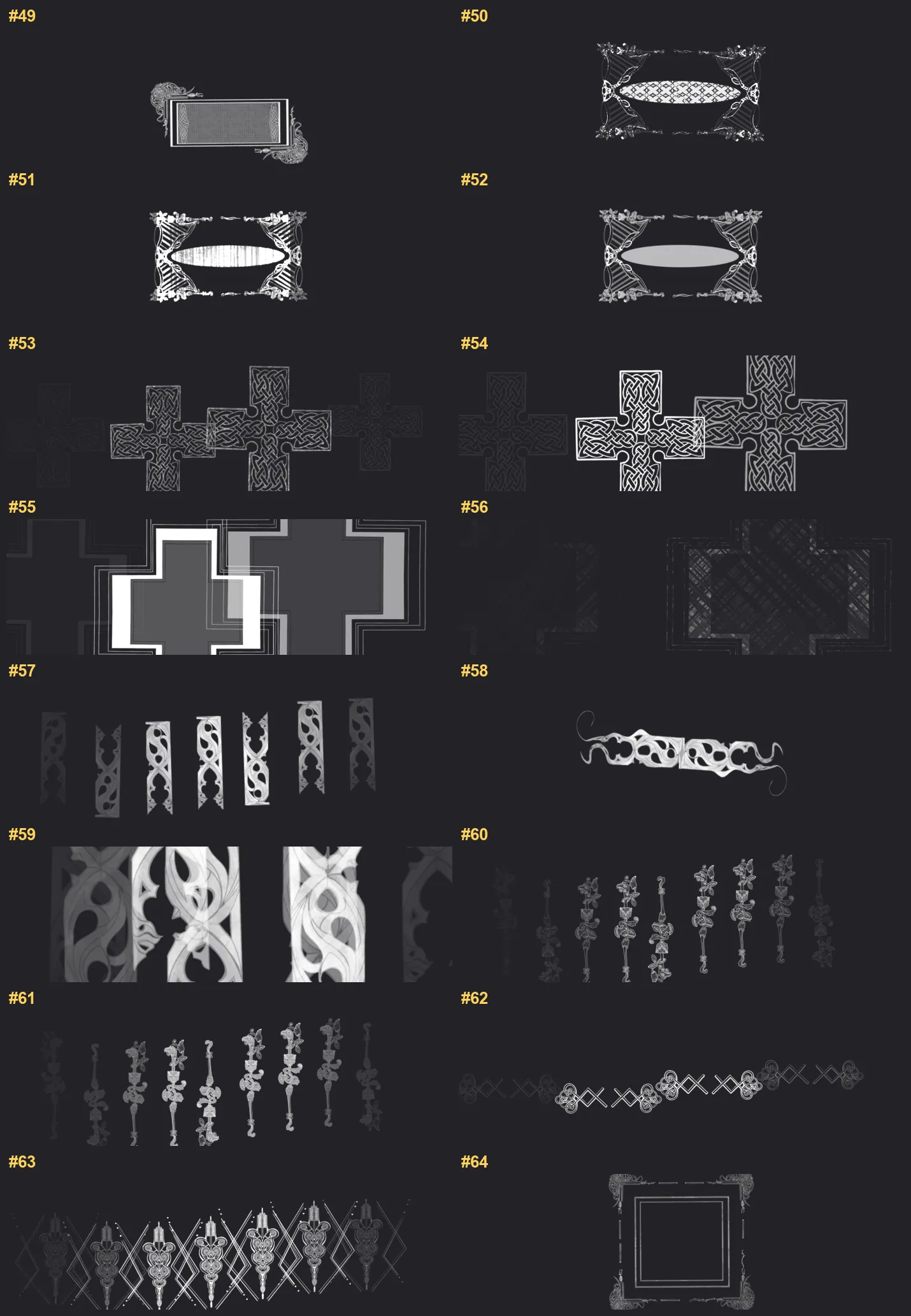 American and Celtic Procreate brushes overview sheet 4