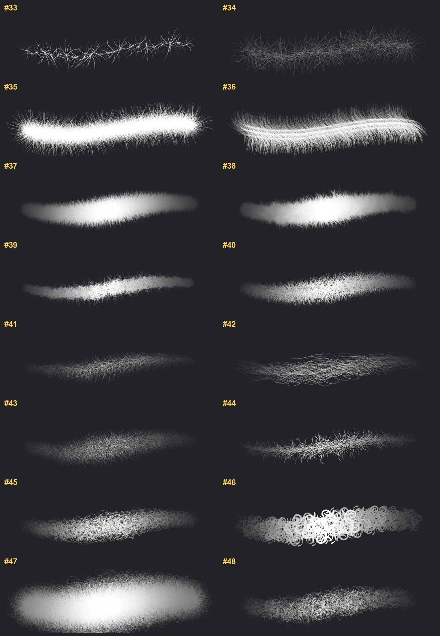 Animal Fur Builder Procreate brushes overview sheet 3