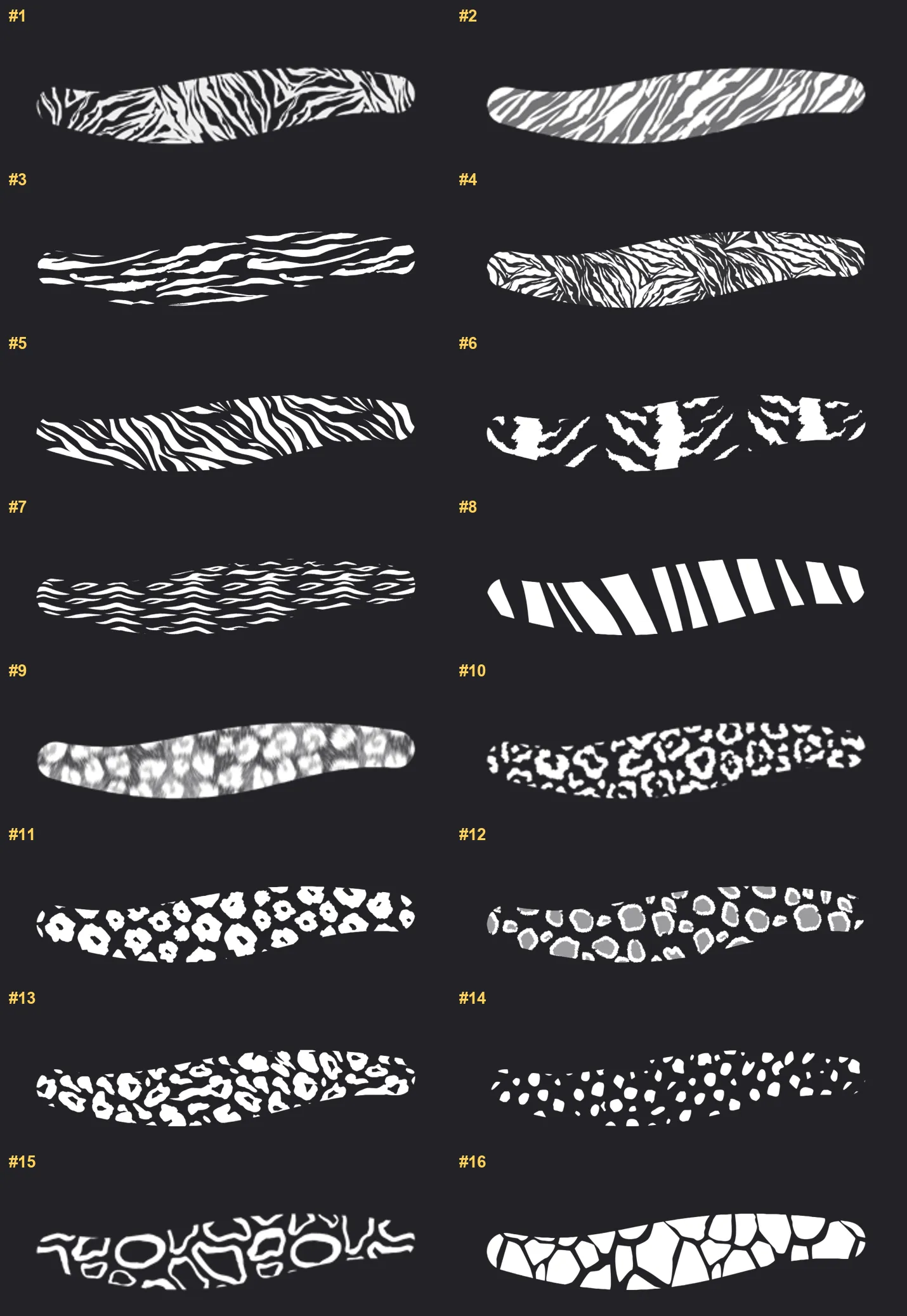 Animal Texture Procreate brushes overview sheet 1