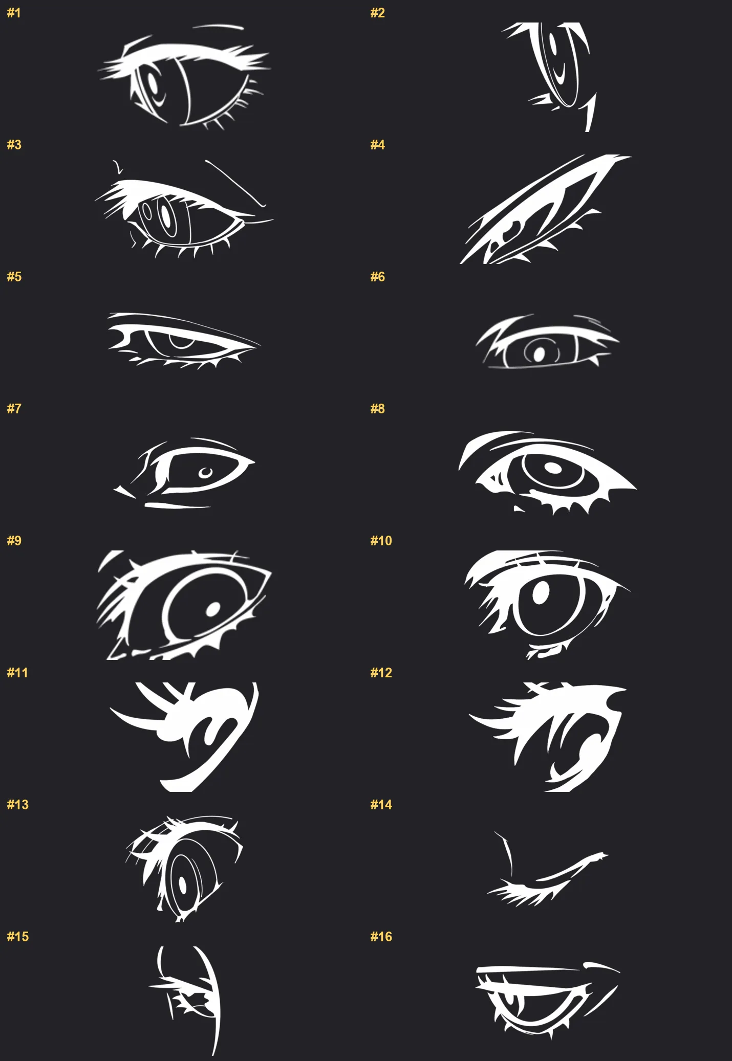 Anime Eyes Builder Procreate brushes overview sheet 1