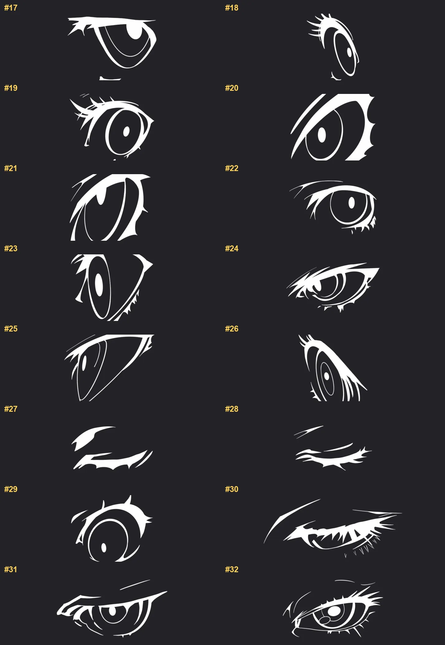 Anime Eyes Builder Procreate brushes overview sheet 2