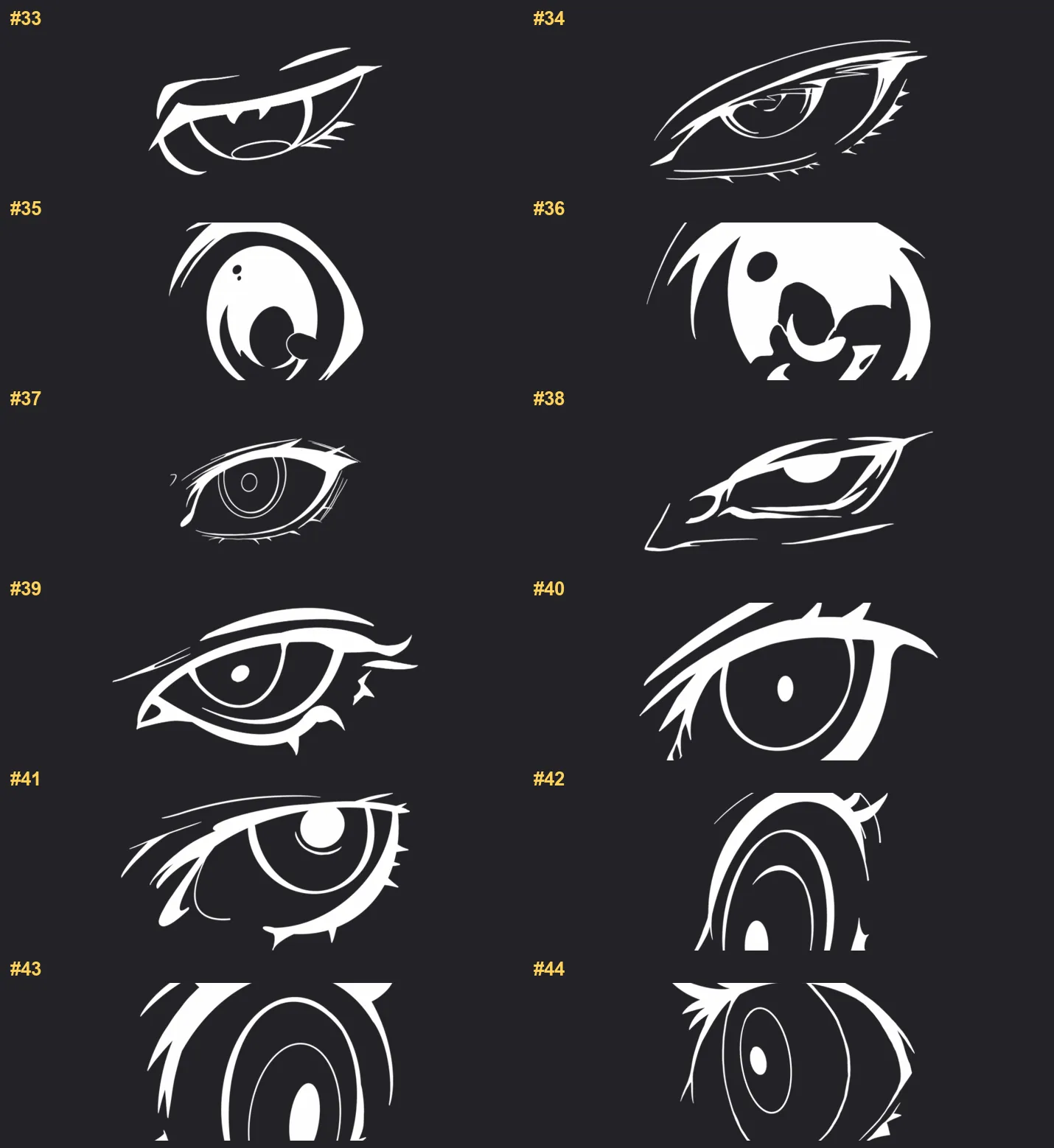 Anime Eyes Builder Procreate brushes overview sheet 3