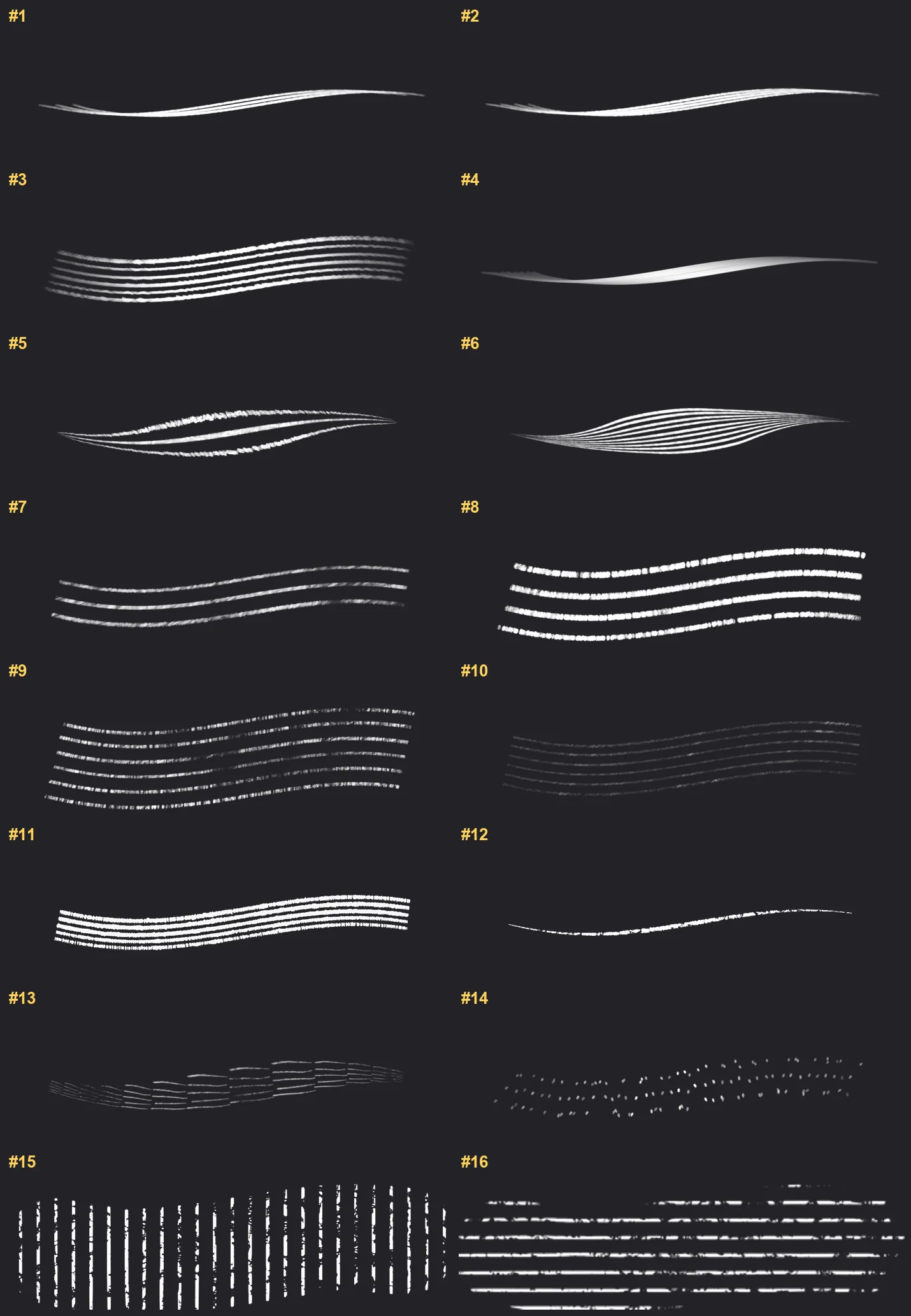 Anime Hatching Procreate brushes overview sheet 1