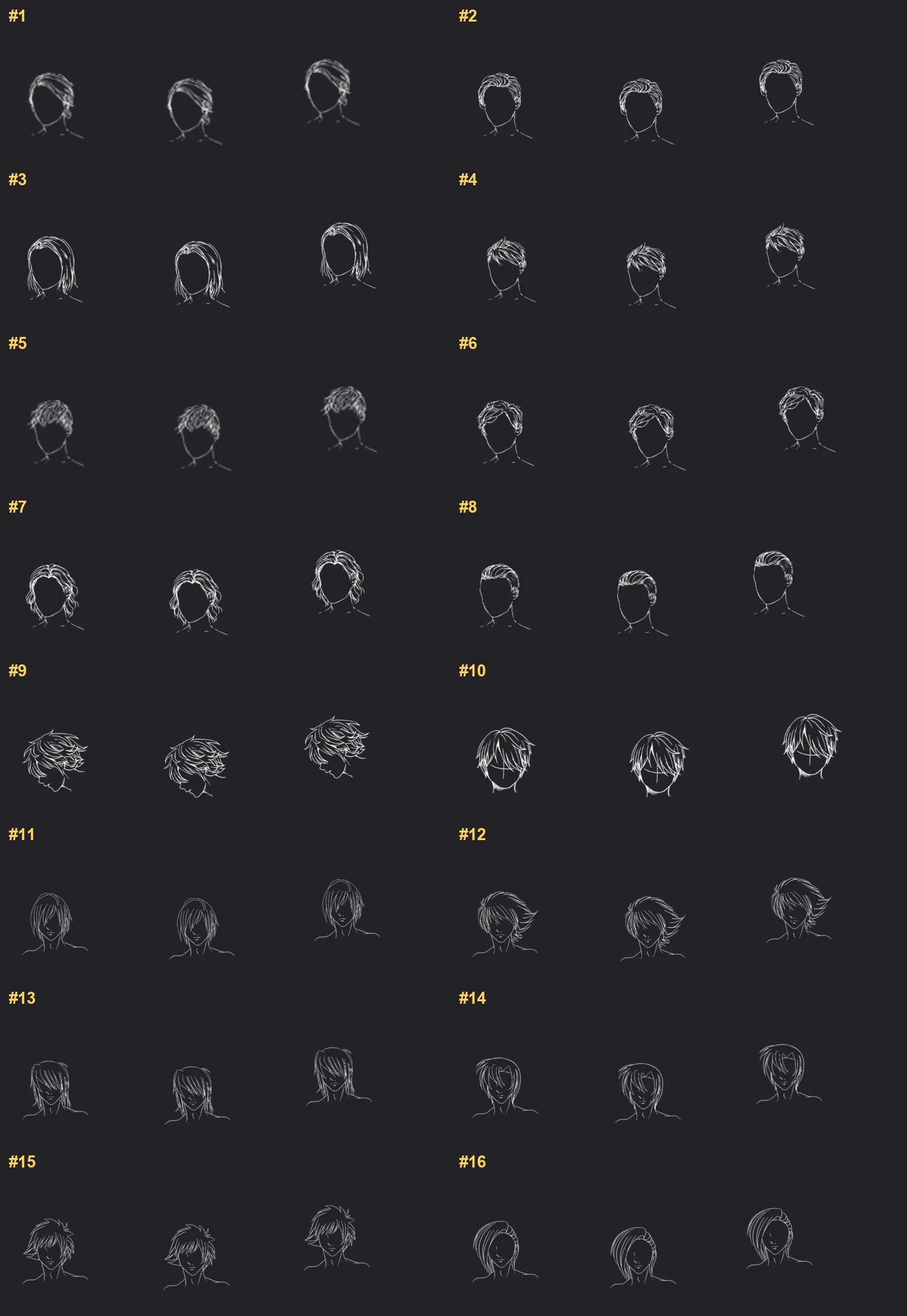 Anime Portrait Builder Procreate brushes overview sheet 1