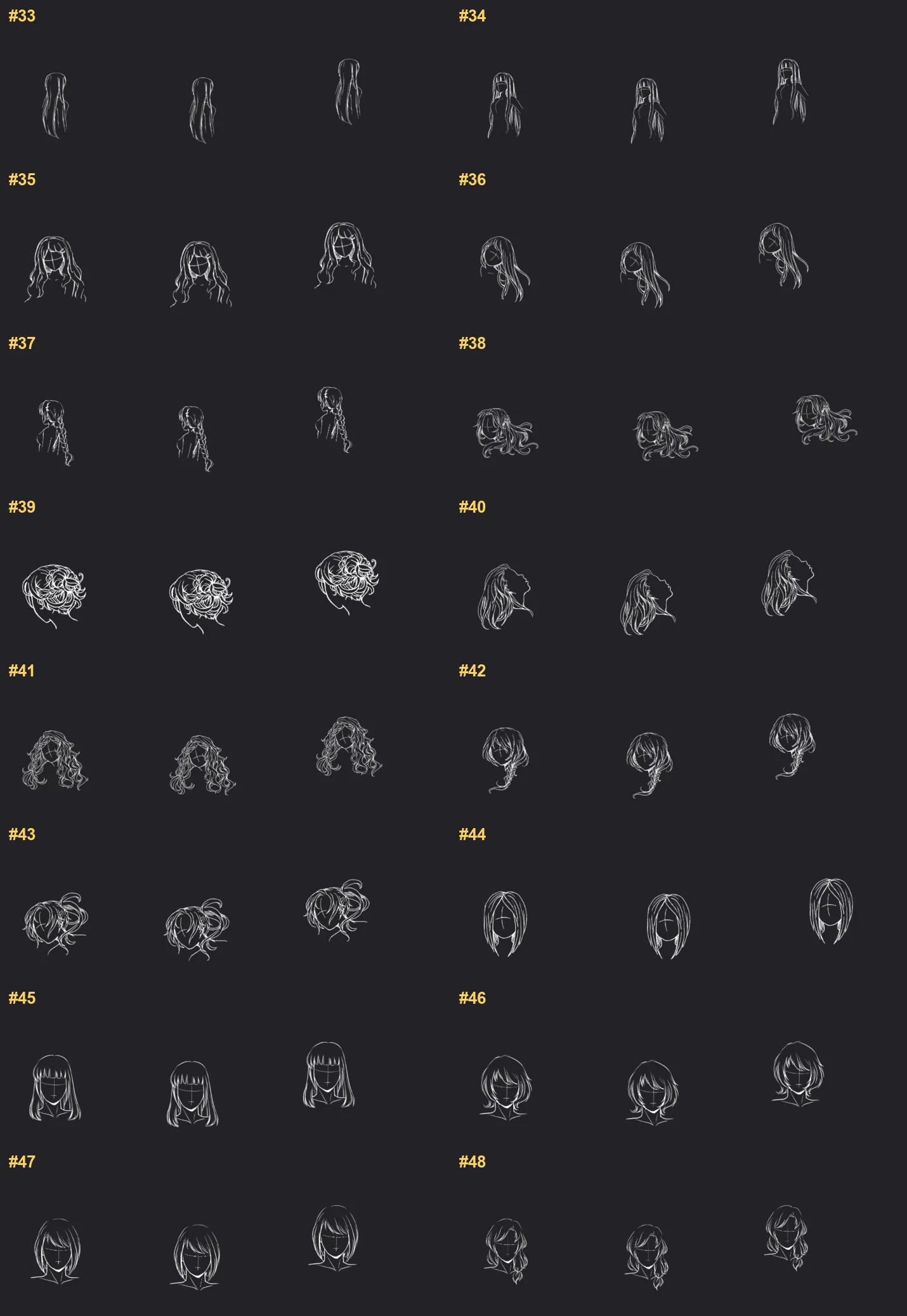 Anime Portrait Builder Procreate brushes overview sheet 3