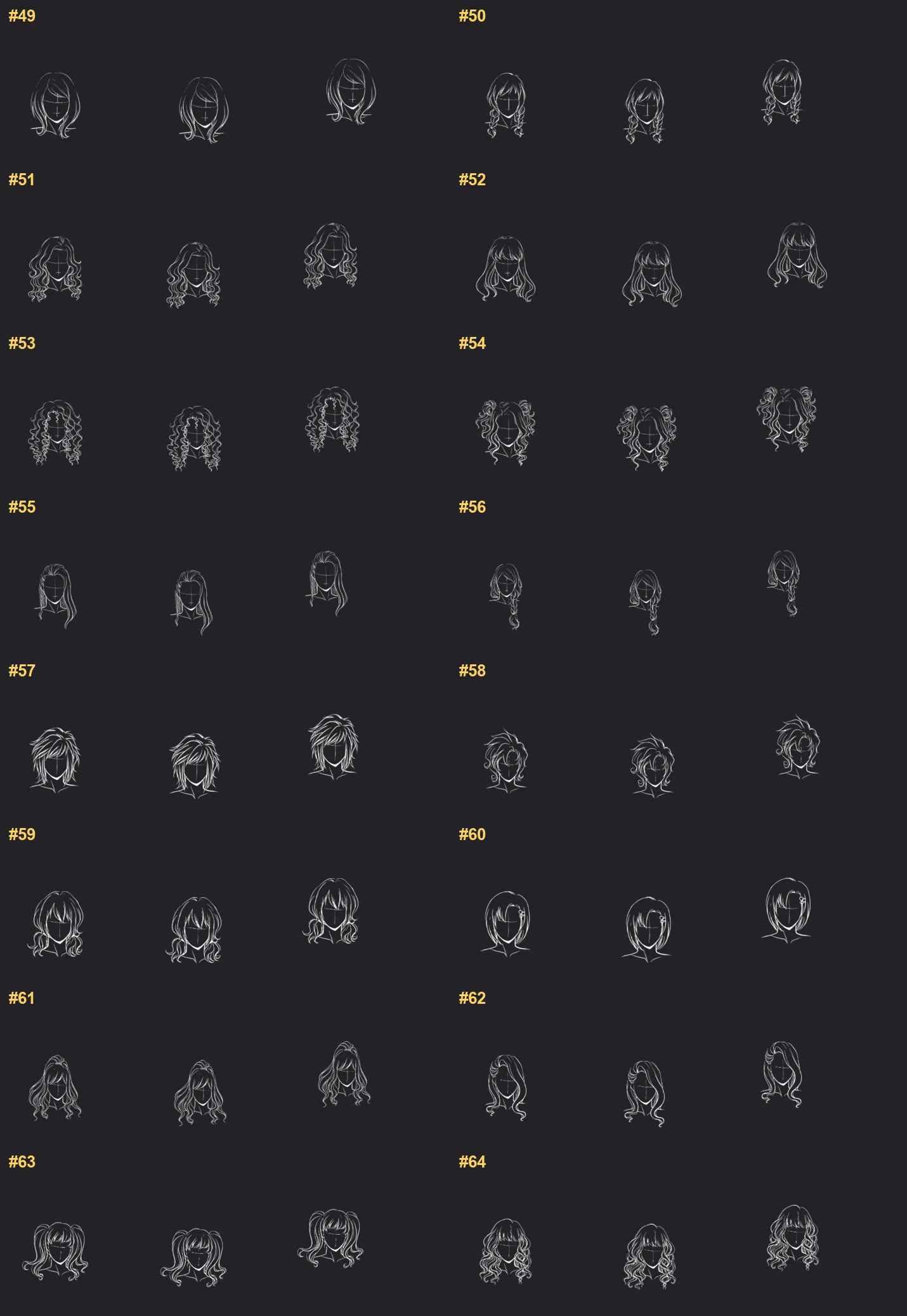 Anime Portrait Builder Procreate brushes overview sheet 4