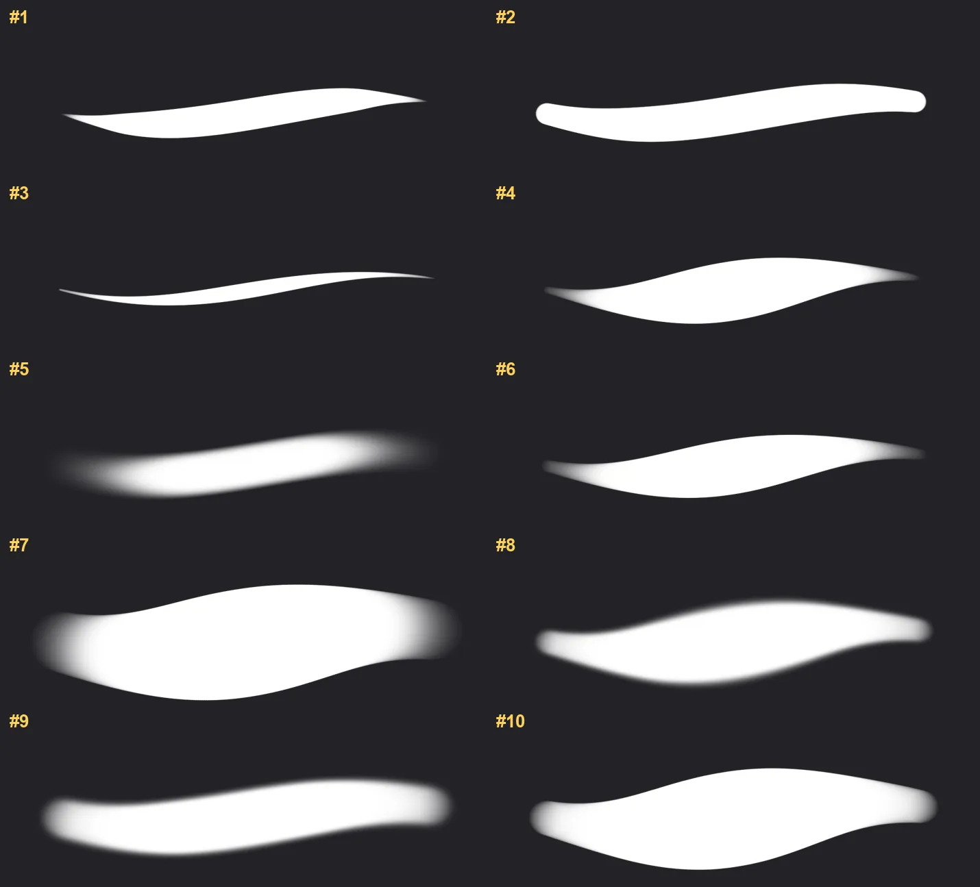 Artpack Procreate brushes overview sheet 1