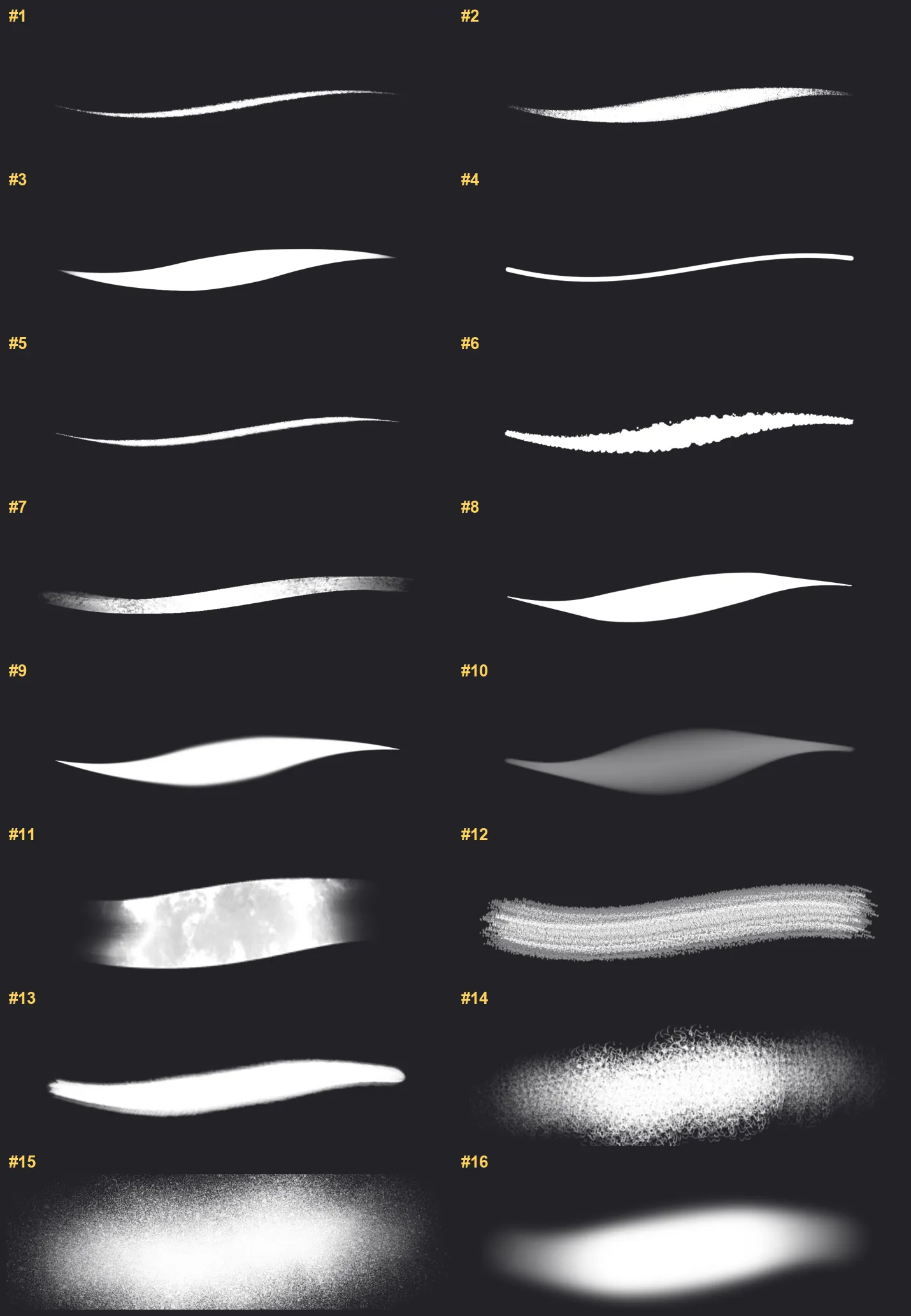 Base Brushes Procreate brushes overview sheet 1