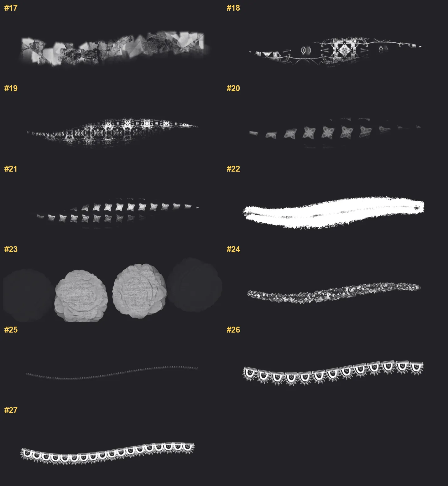 Beauty Fabric Procreate brushes overview sheet 2