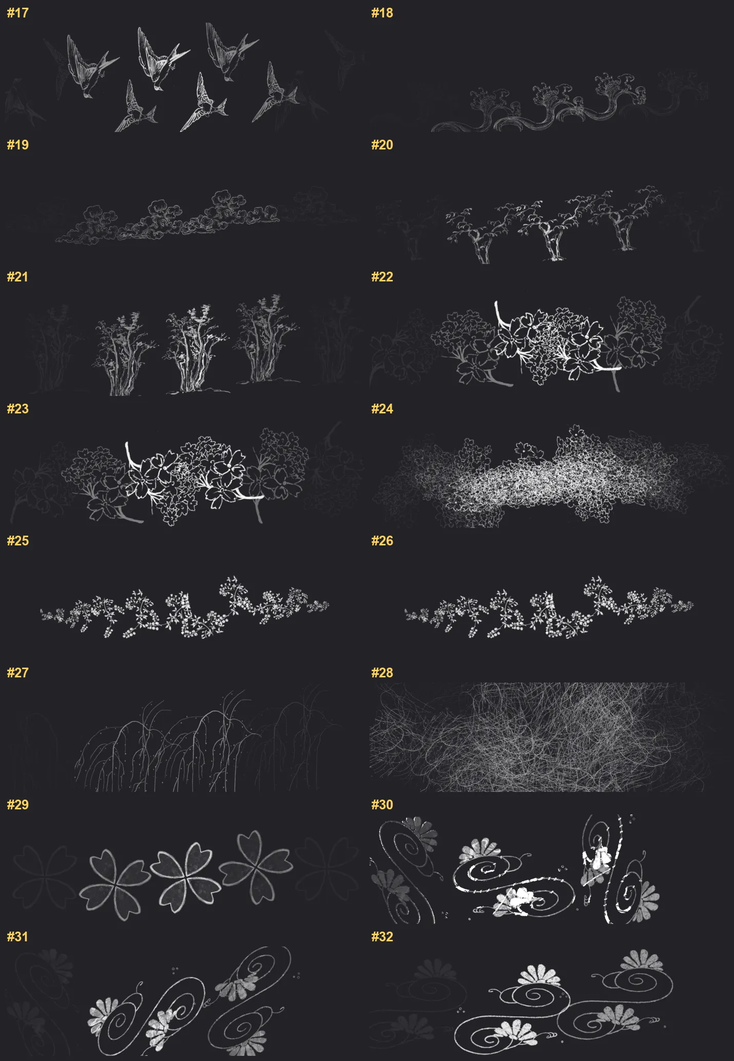 Beauty Nature Procreate brushes overview sheet 2