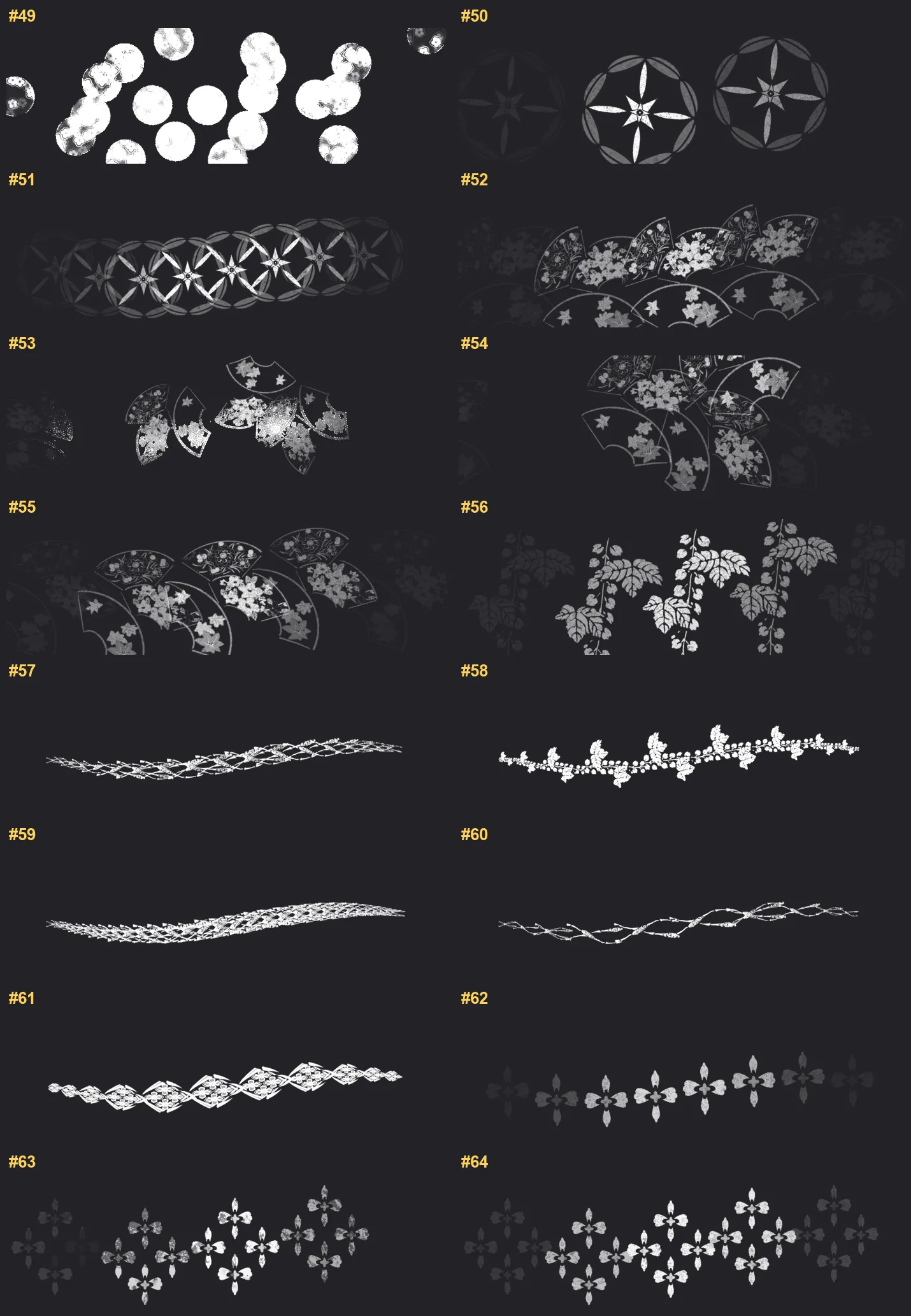Beauty Nature Procreate brushes overview sheet 4