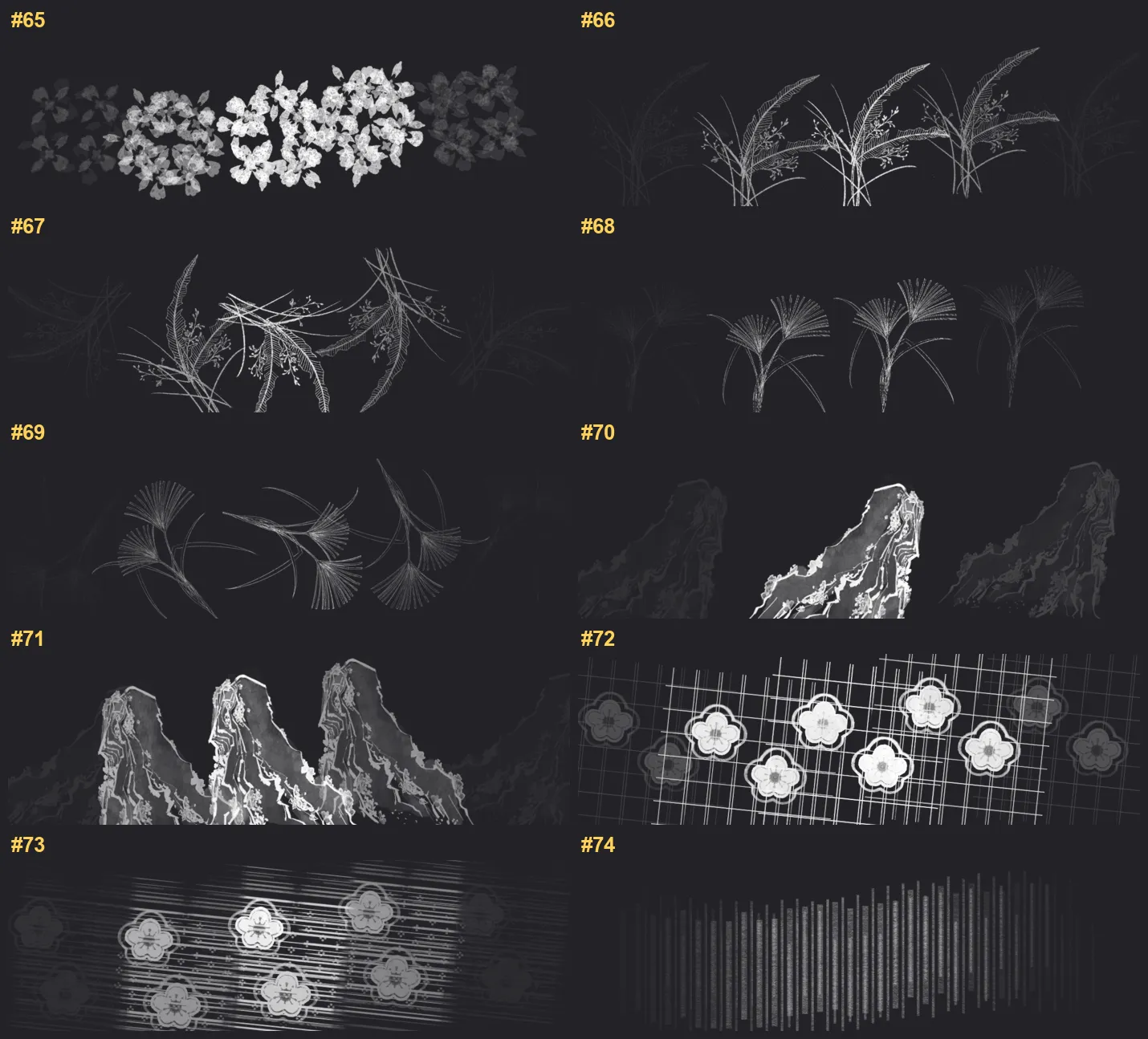 Beauty Nature Procreate brushes overview sheet 5