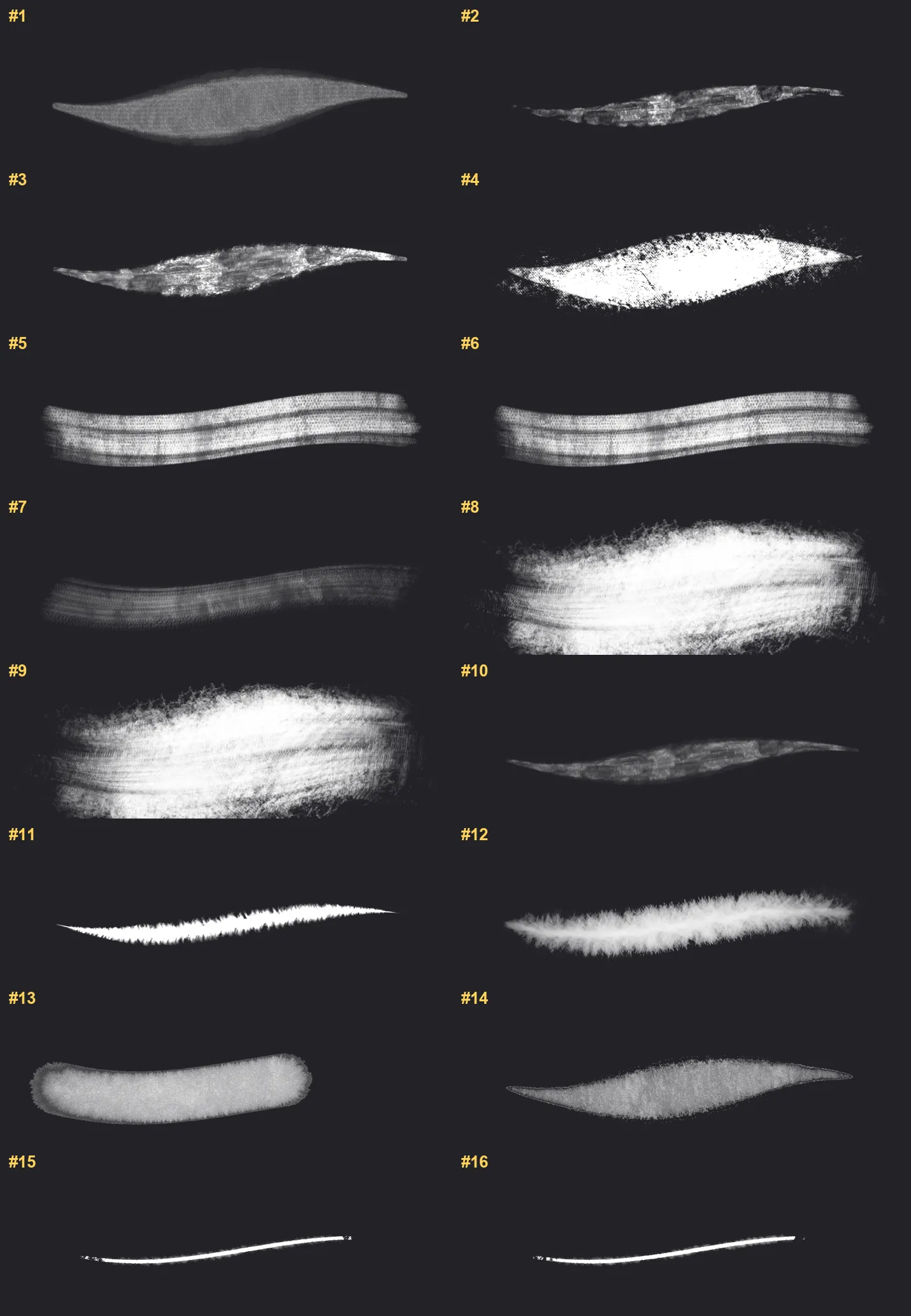 Beauty Texture Procreate brushes overview sheet 1