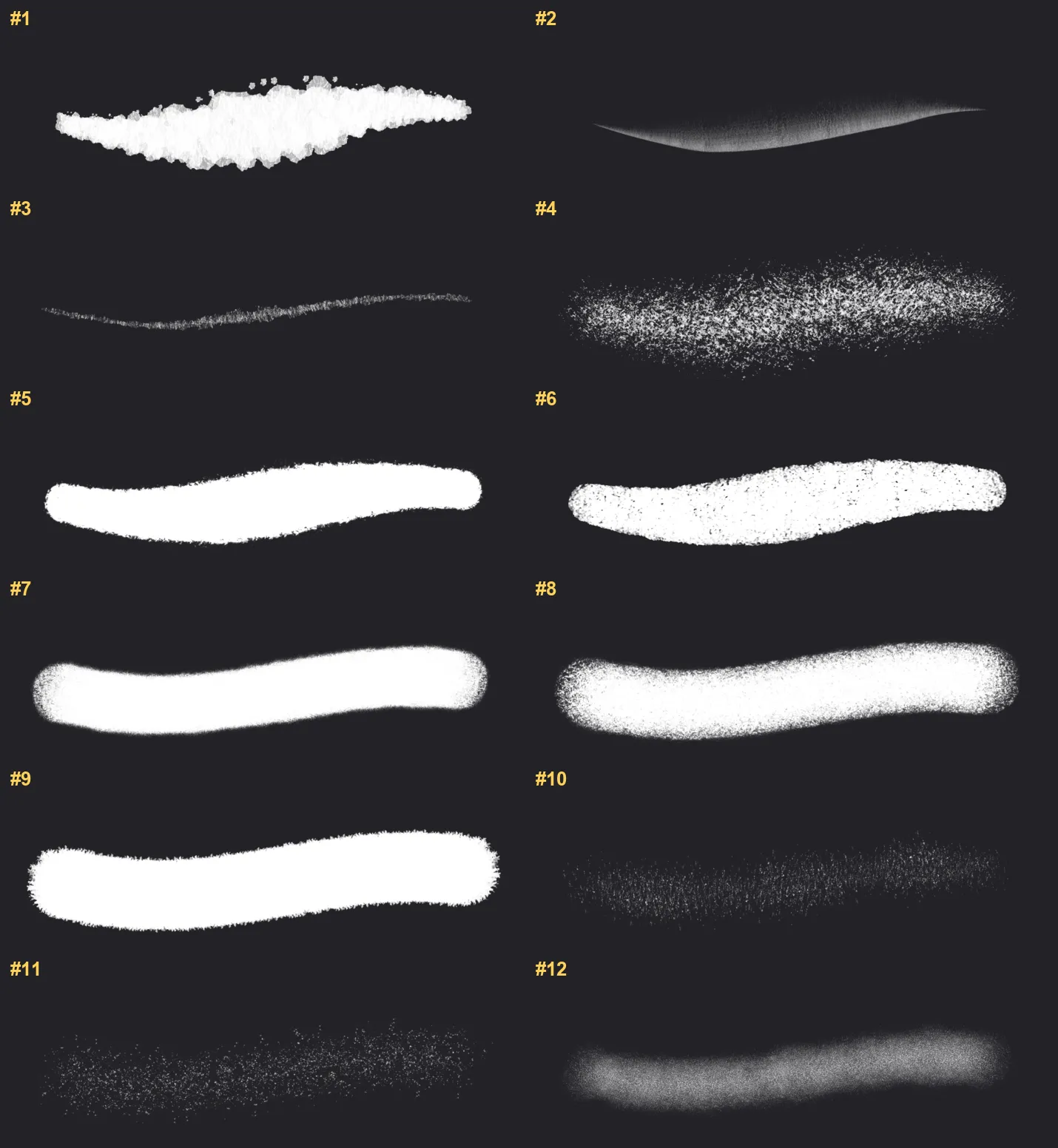 Beginner Brush Pack Procreate brushes overview sheet 1
