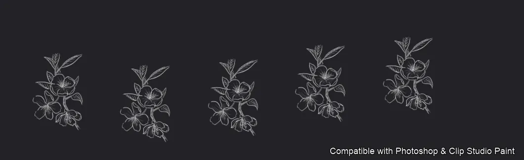 Bloom Craft brush 1 of 40 — Photoshop & Clip Studio Paint .abr preview