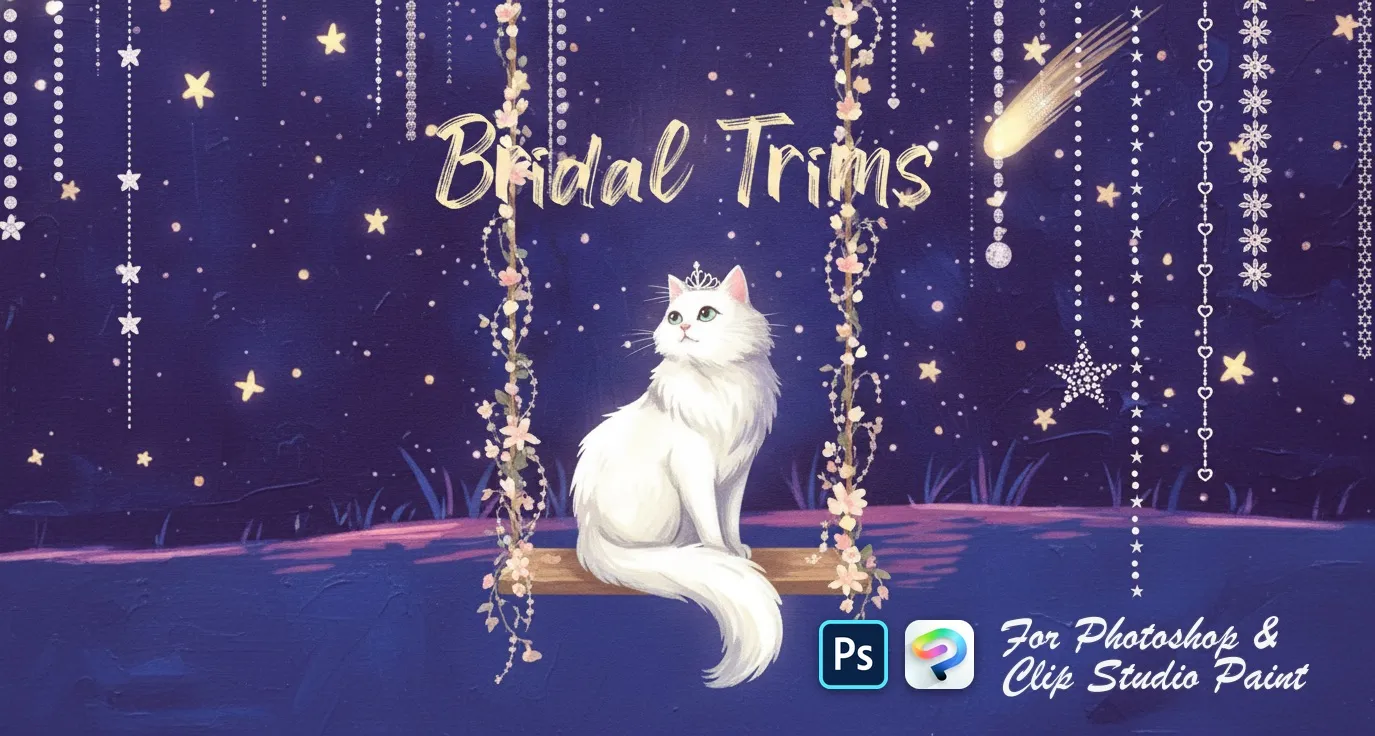Bridal Trims Photoshop & Clip Studio Paint brush set — 38 brushes, decoration & pattern