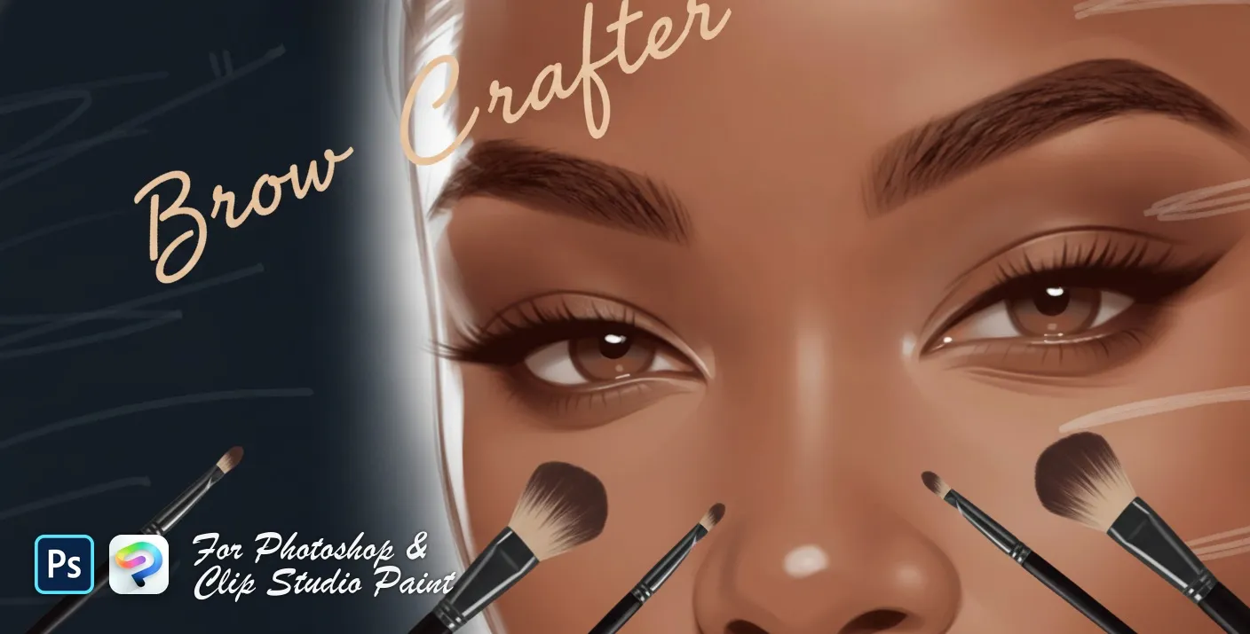 Brow Crafter Photoshop & Clip Studio Paint brush set — 28 brushes, portrait