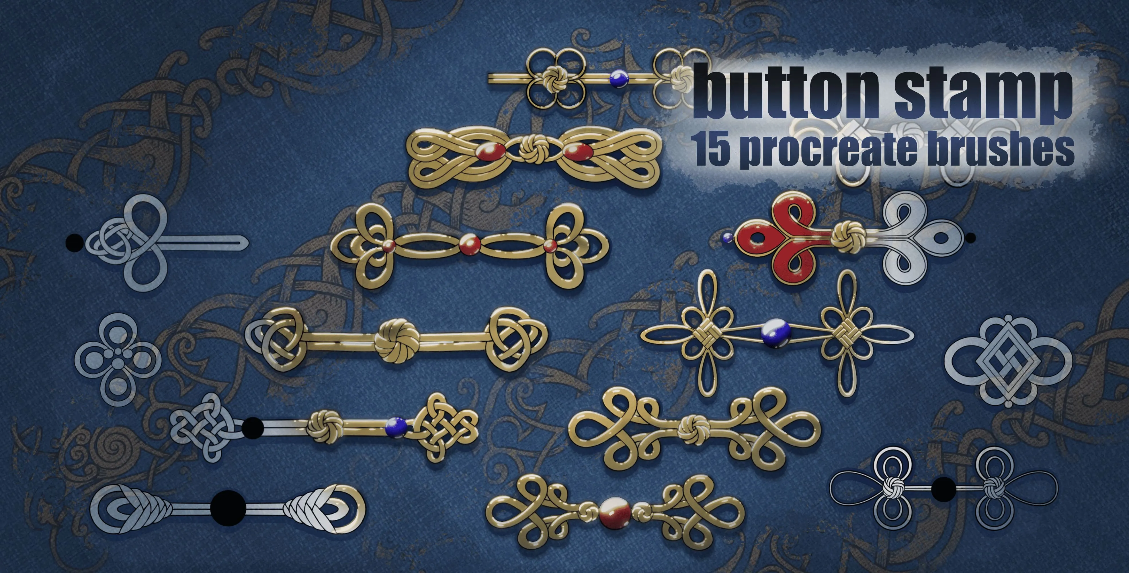 Button Procreate brush set — 15 brushes, decoration & pattern