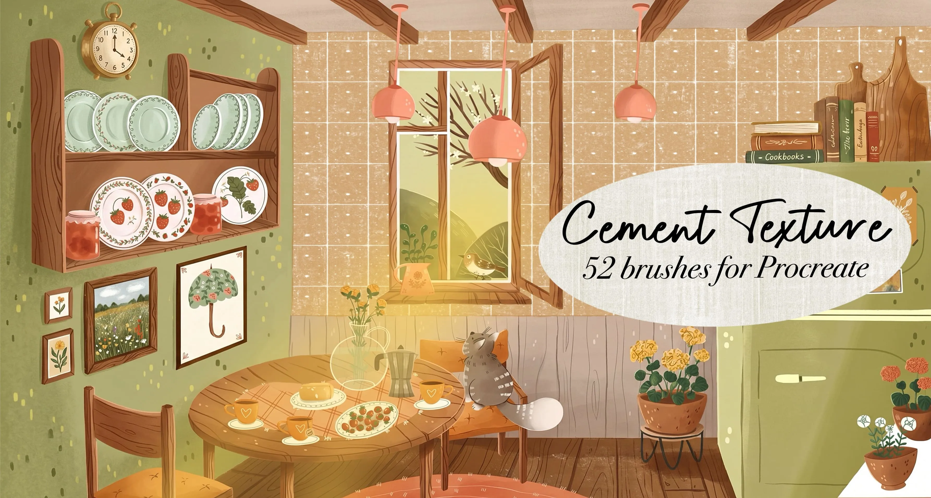 Cement Texture Procreate brush set — 52 brushes, texture & interior
