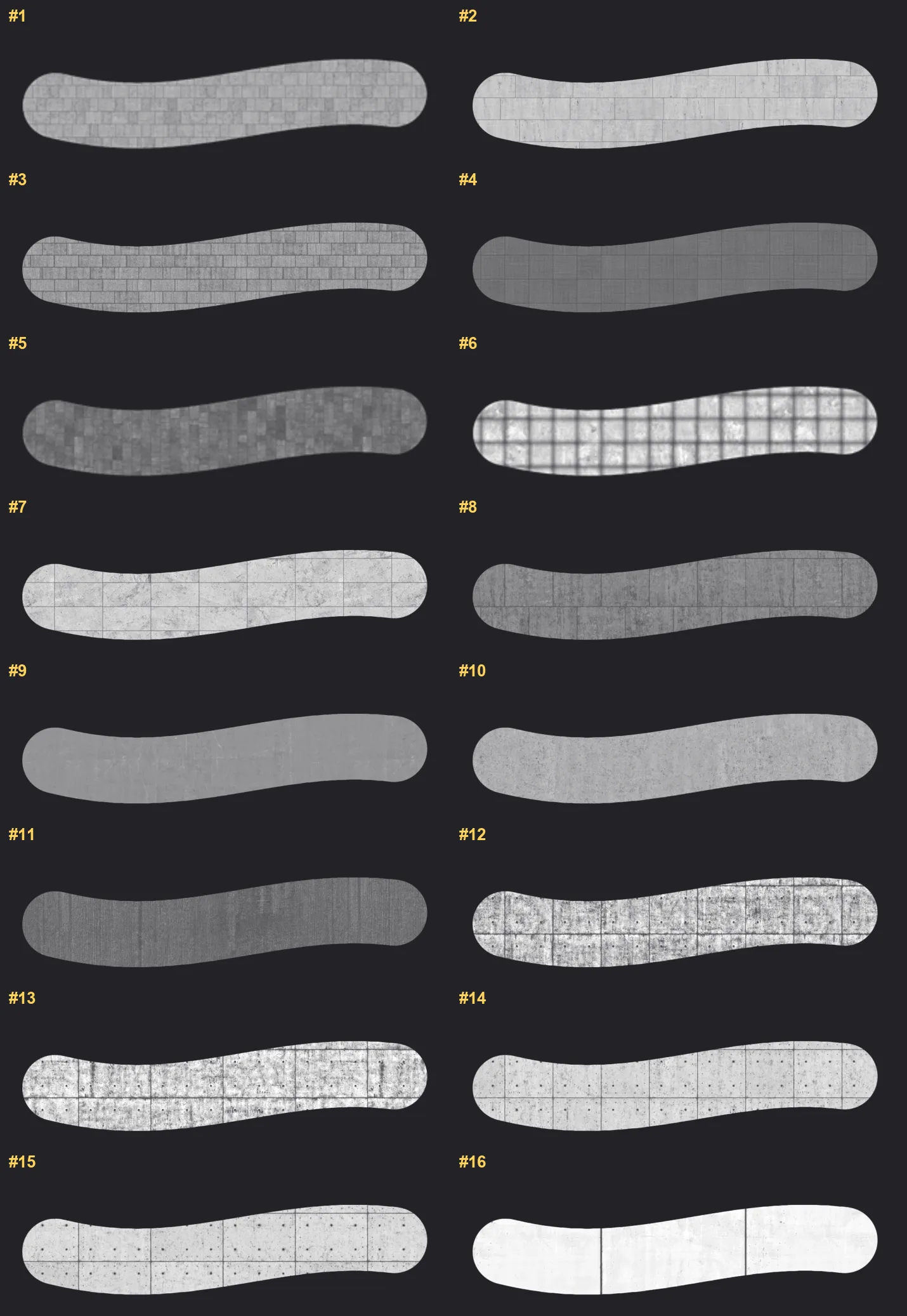 Cement Texture Procreate brushes overview sheet 1