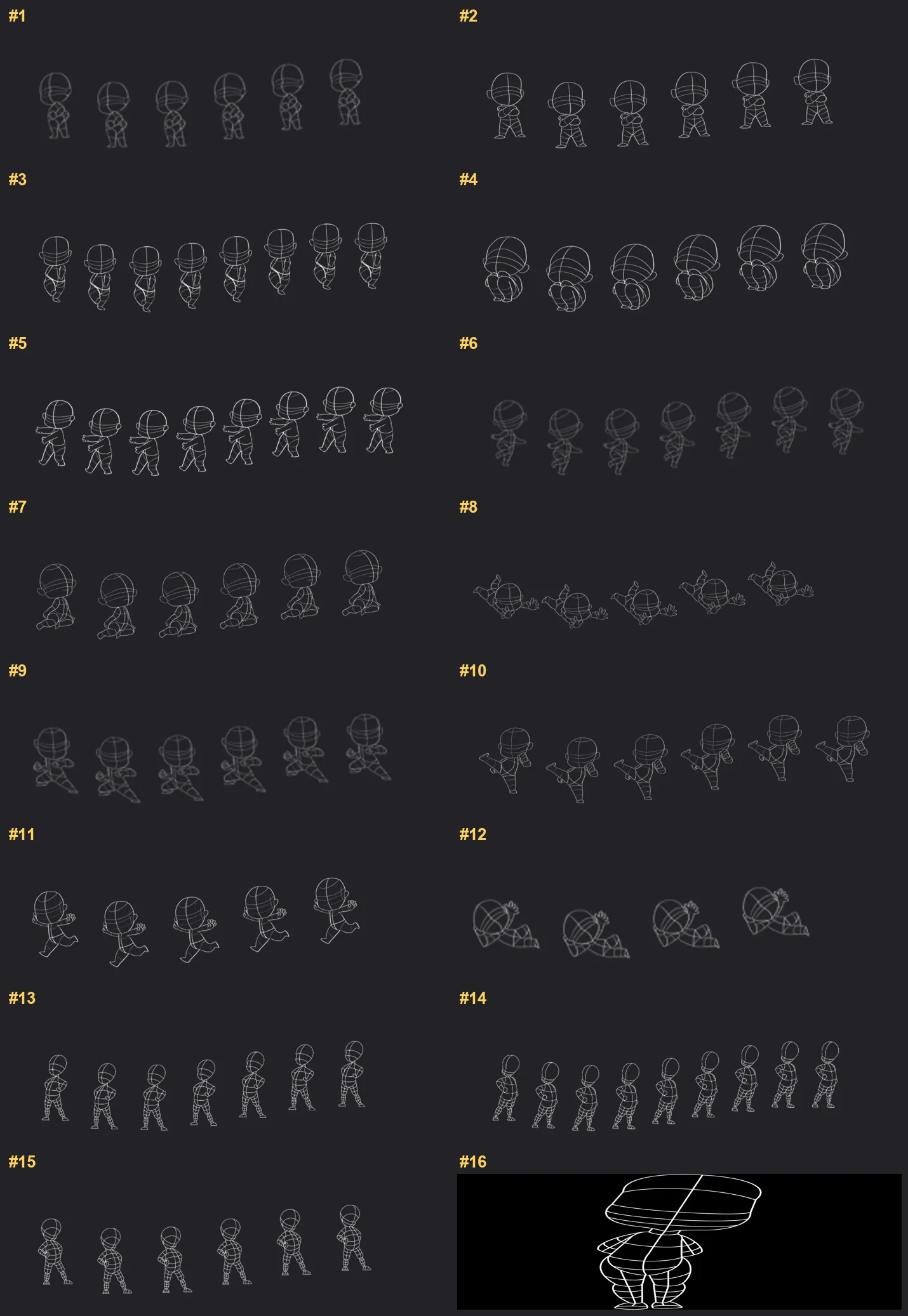 Chibi Character Procreate brushes overview sheet 1