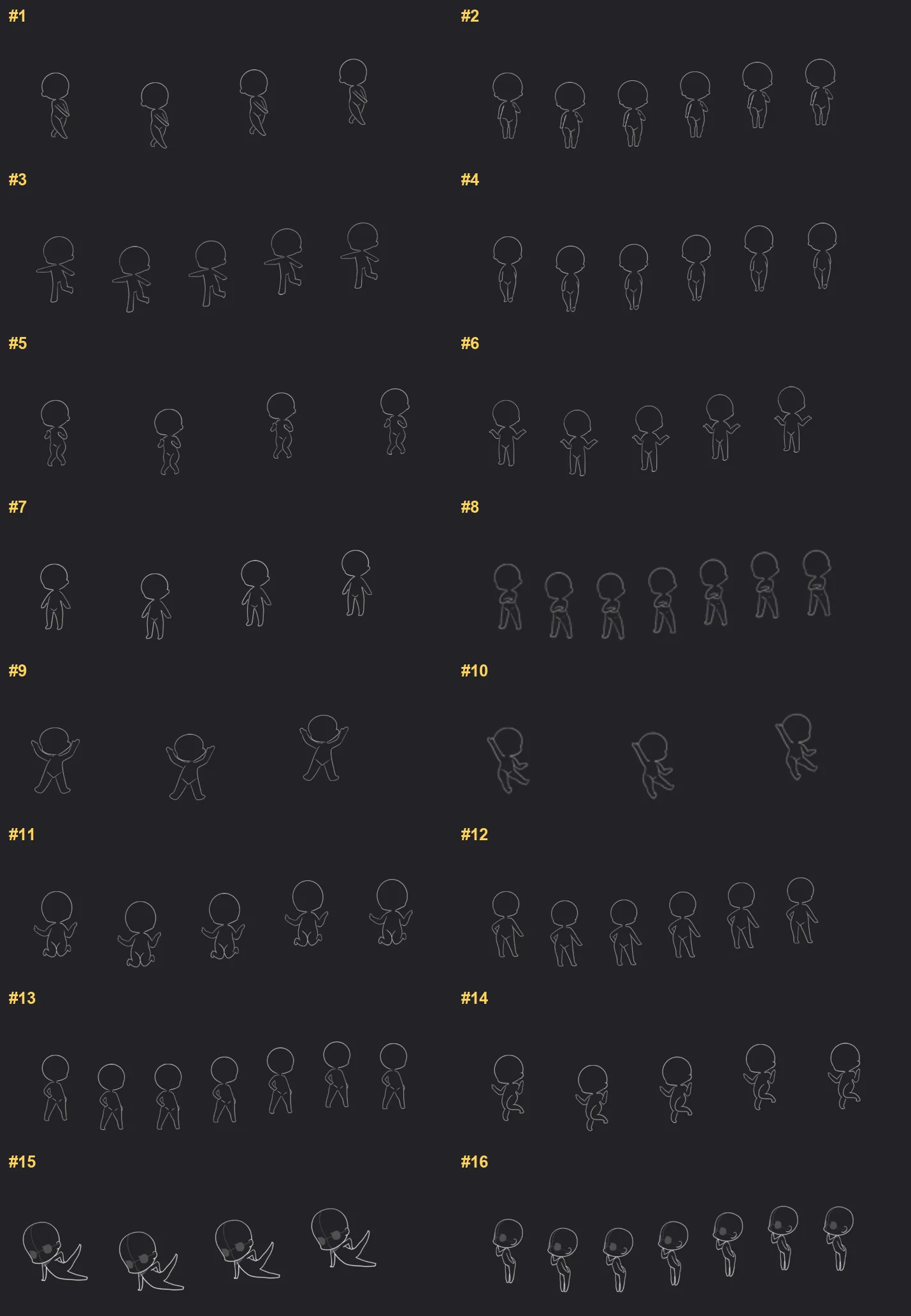 Chibi Form Kit Procreate brushes overview sheet 1