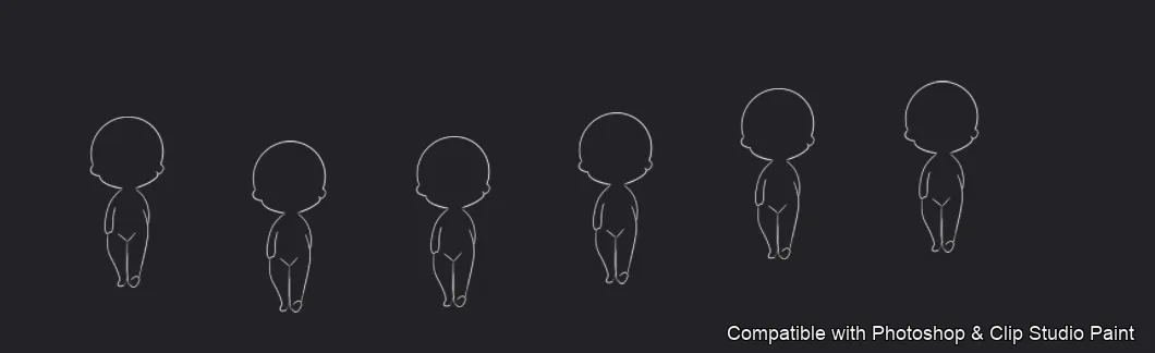 Chibi Pose Lab brush 4 of 54 — Photoshop & Clip Studio Paint .abr preview