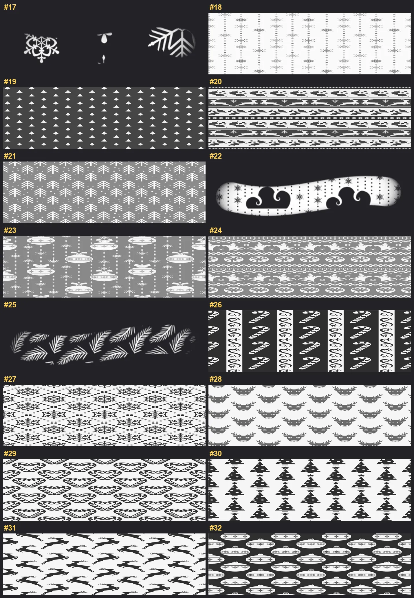 Christmas Patterns Procreate brushes overview sheet 2