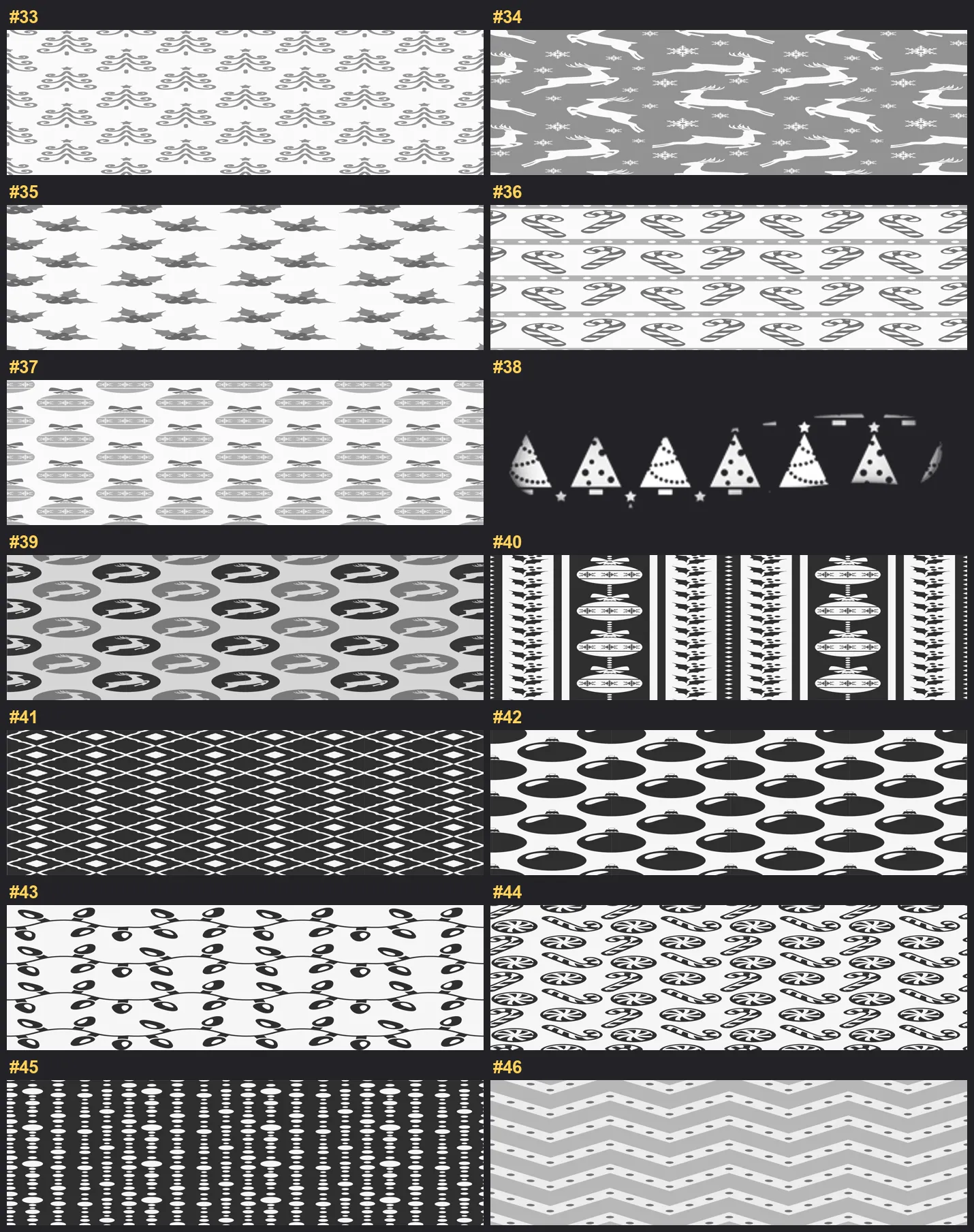 Christmas Patterns Procreate brushes overview sheet 3