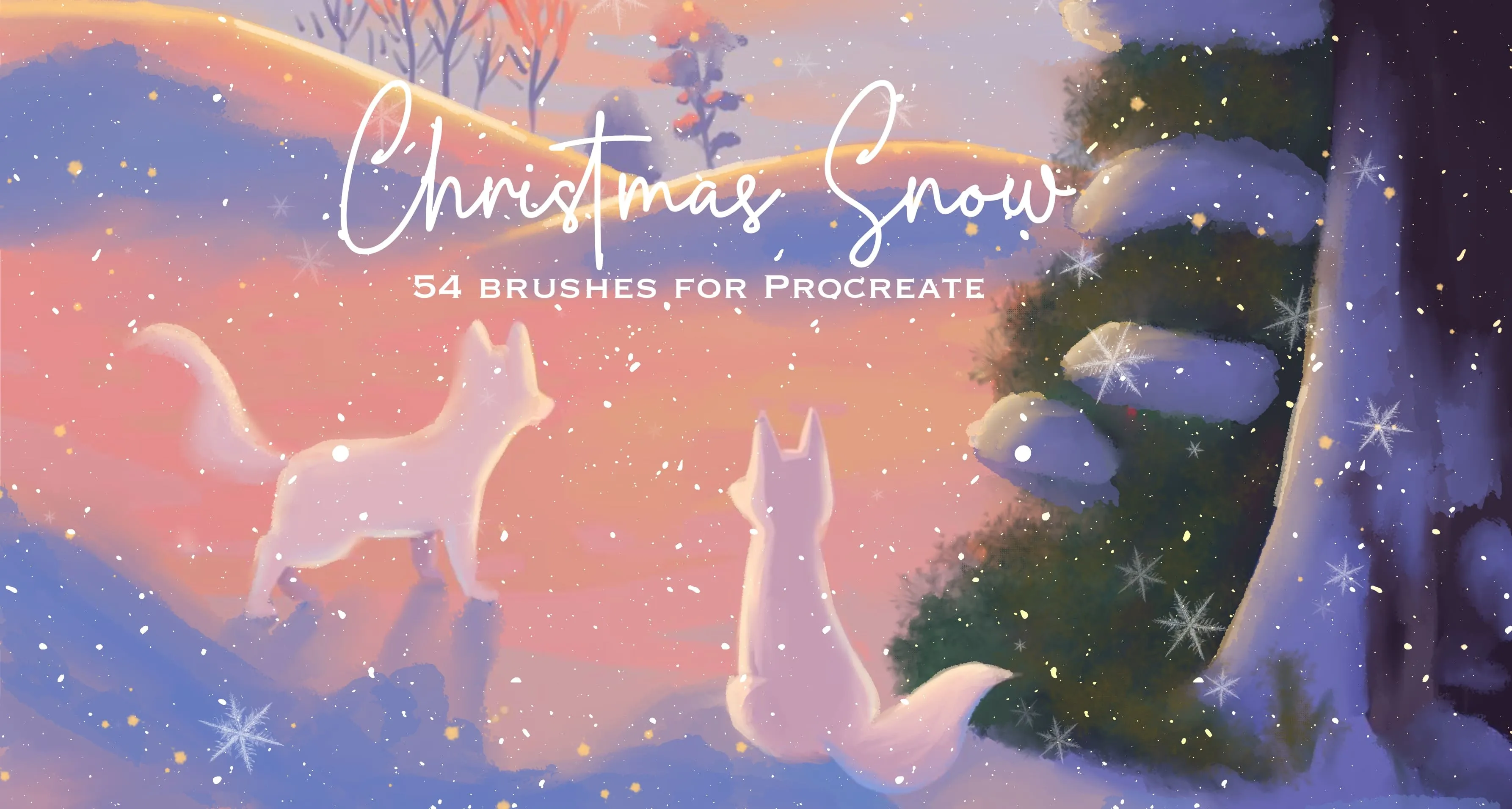 Christmas Snow Procreate brush set — 54 brushes, new year & decoration