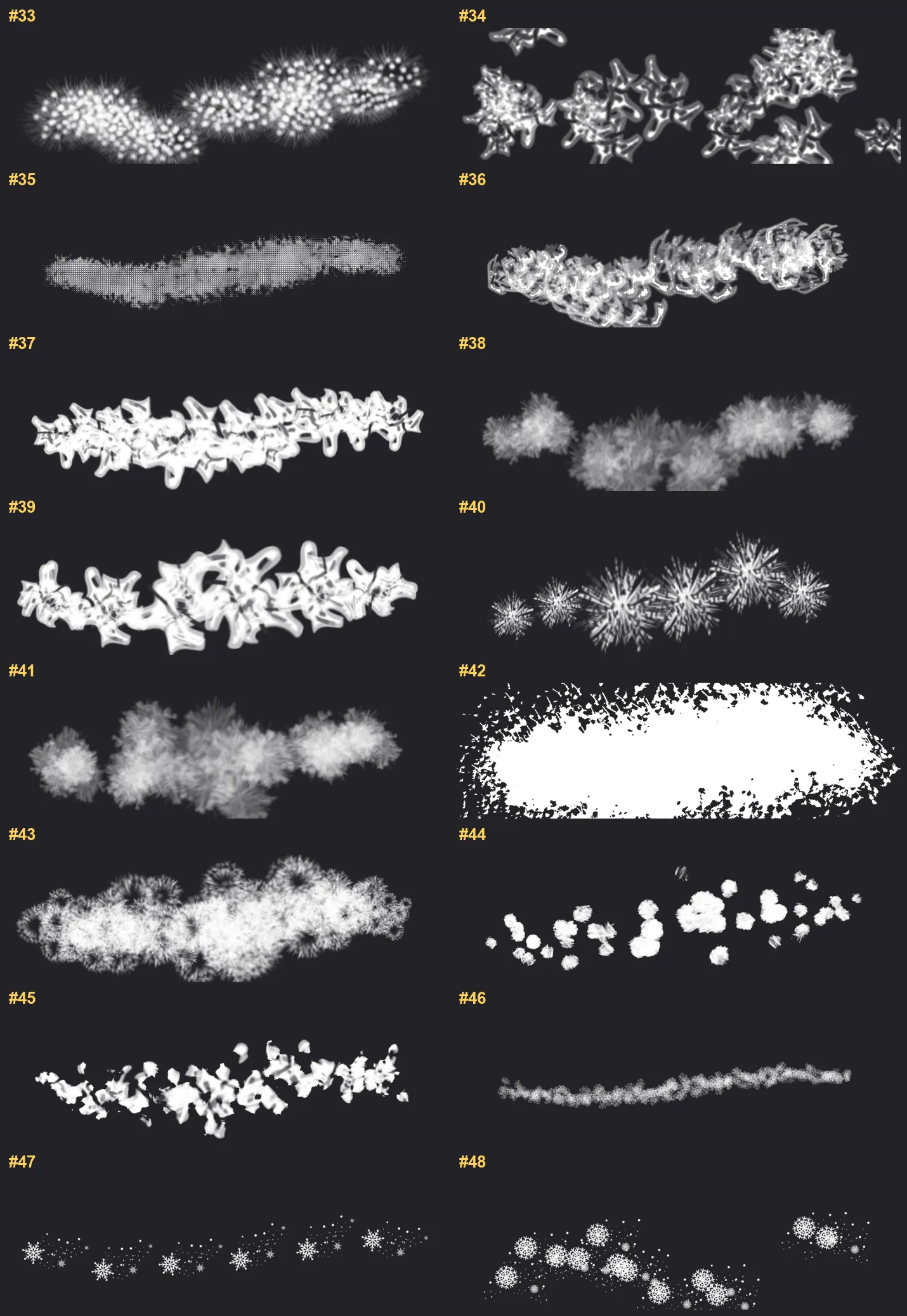 Christmas Snow Procreate brushes overview sheet 3
