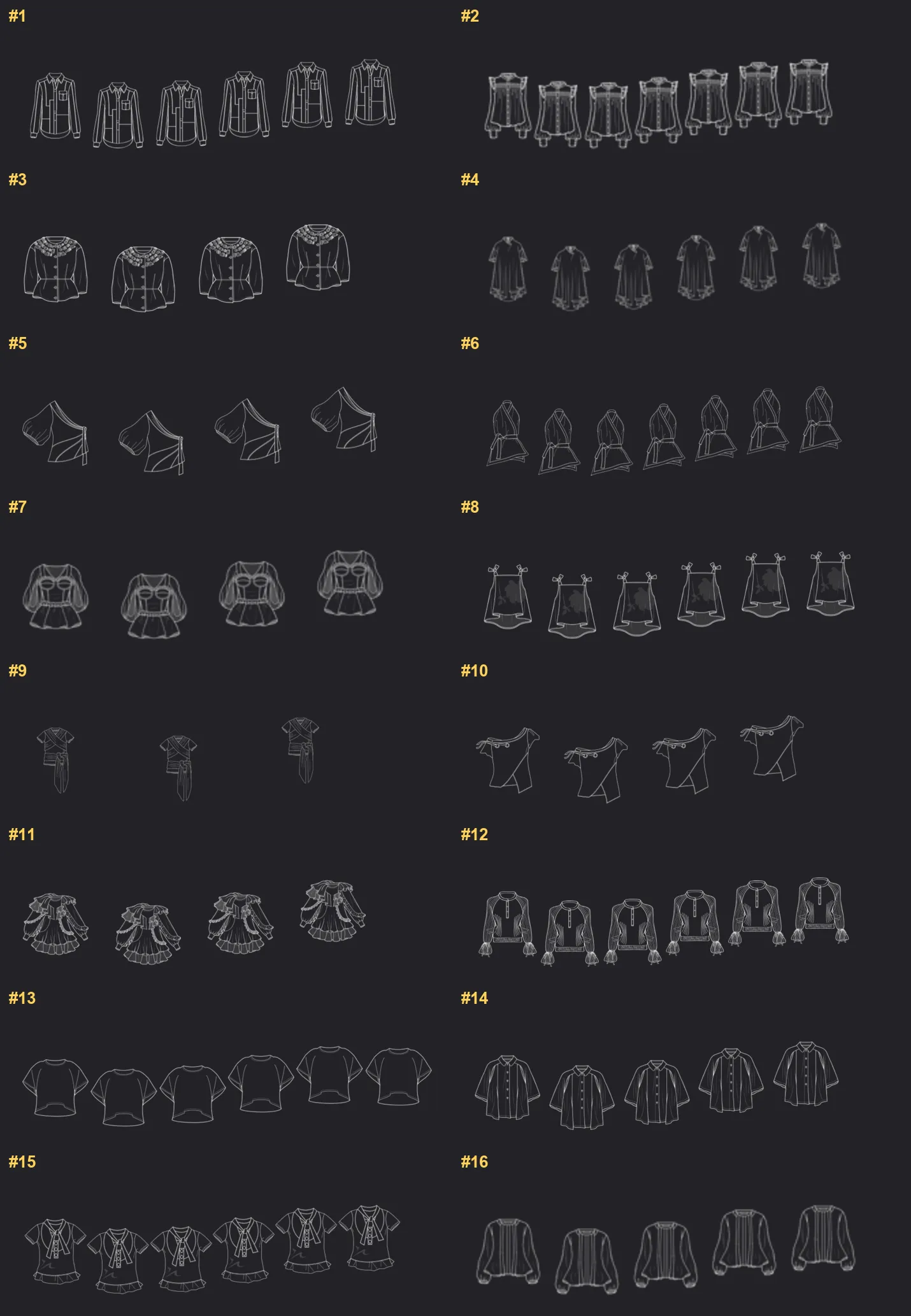 Clothing Line Procreate brushes overview sheet 1