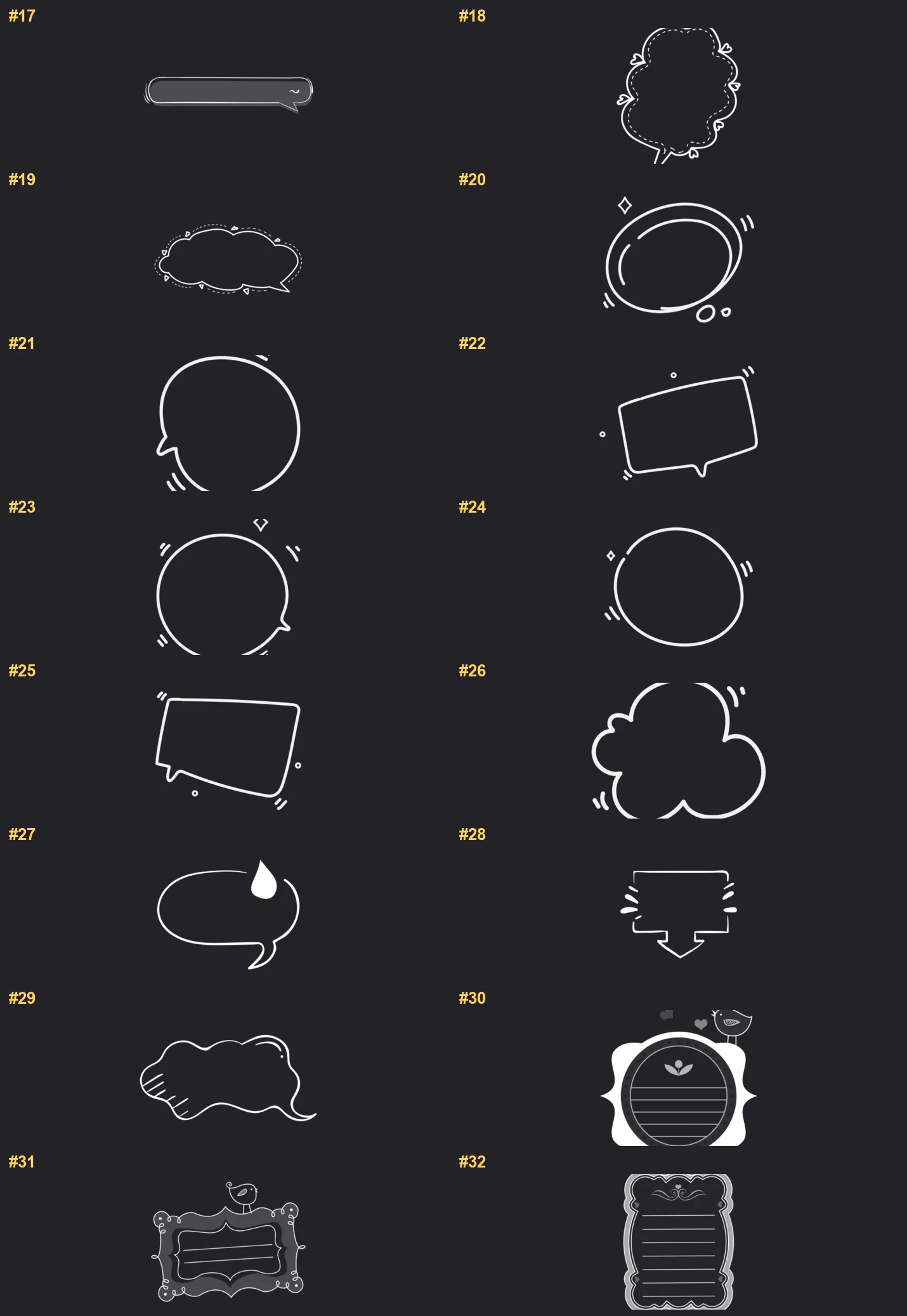 Comic Bubble Procreate brushes overview sheet 2