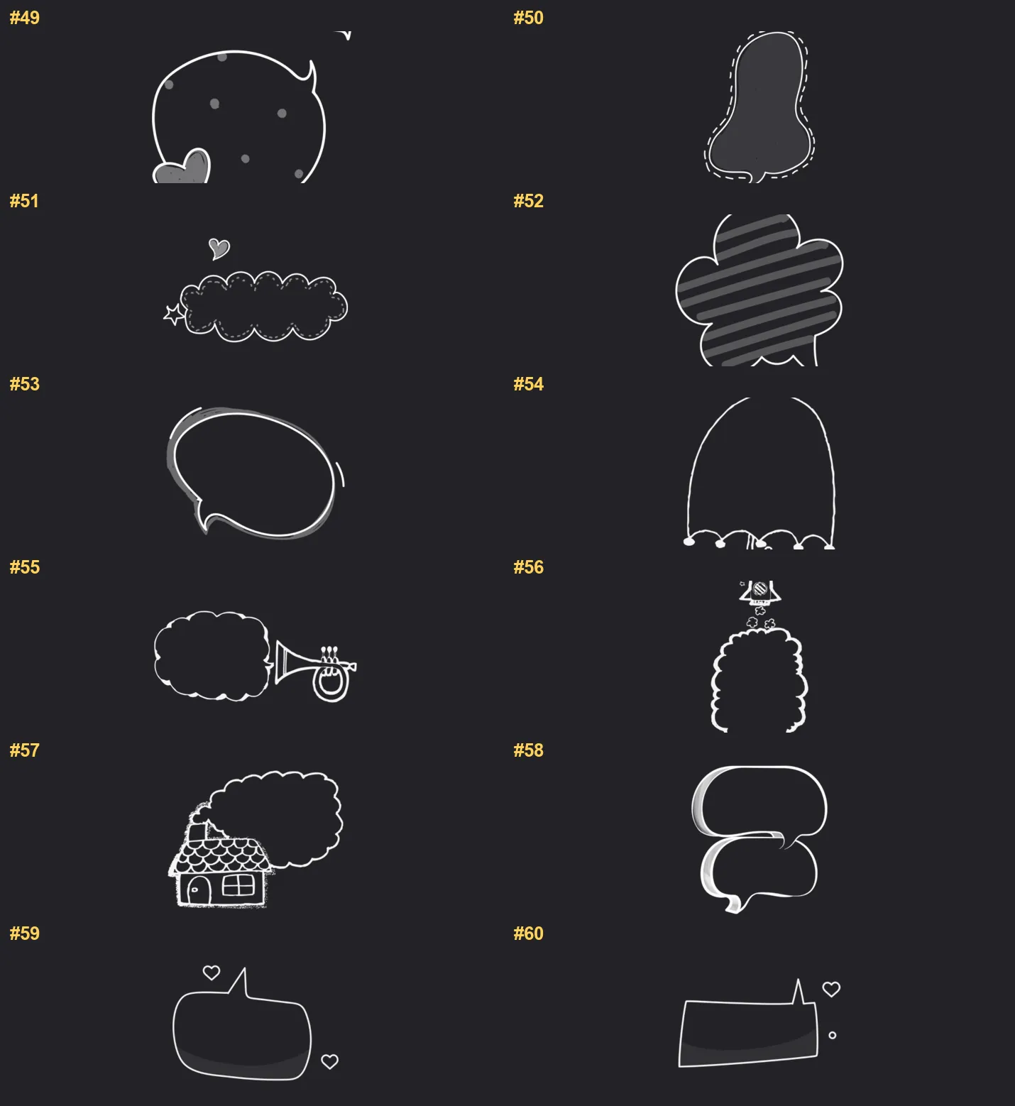 Comic Bubble Procreate brushes overview sheet 4