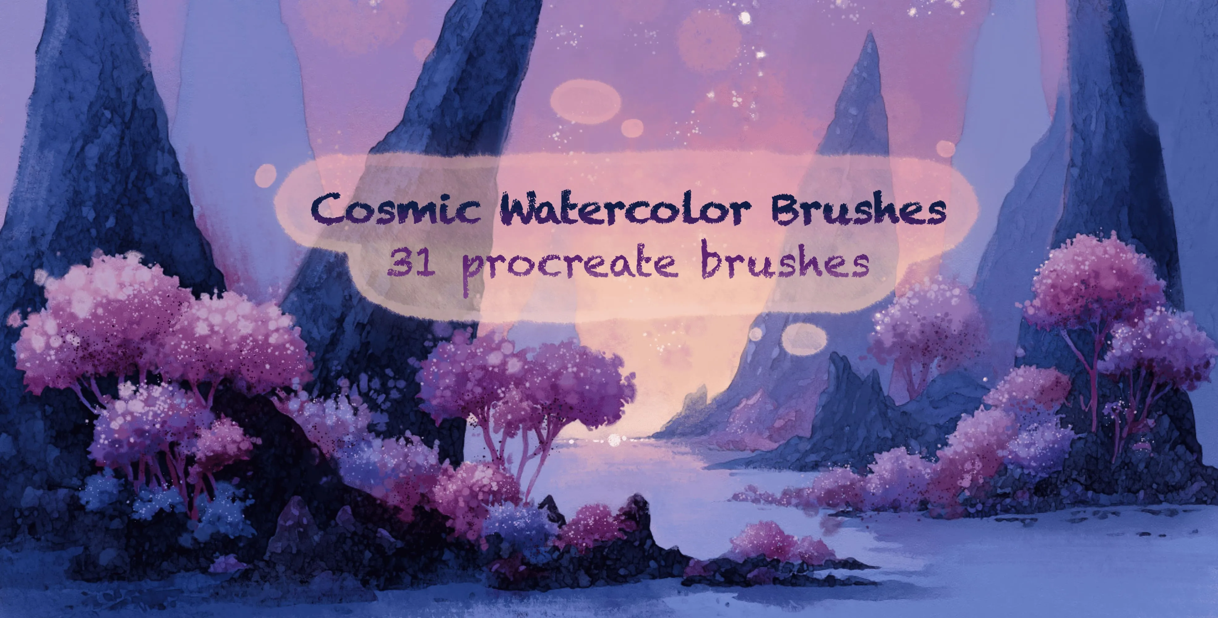 Cosmic Watercolor Brushes Procreate brush set — 30 brushes, watercolor & effects