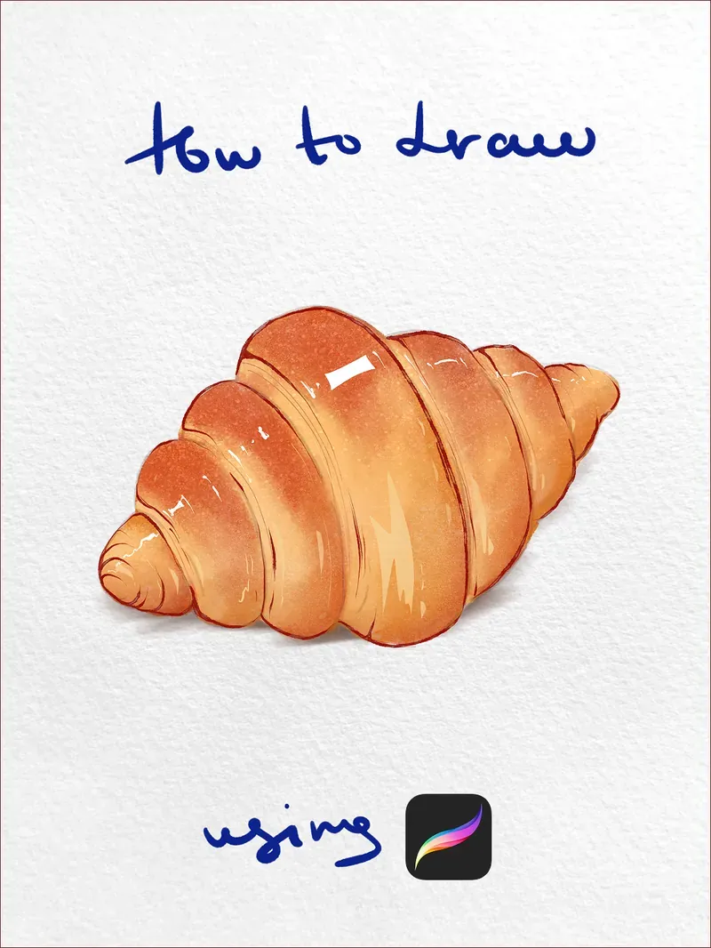 Watercolour croissant painted in Procreate