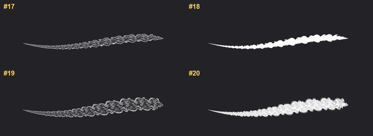Curl Flow Procreate brushes overview sheet 2