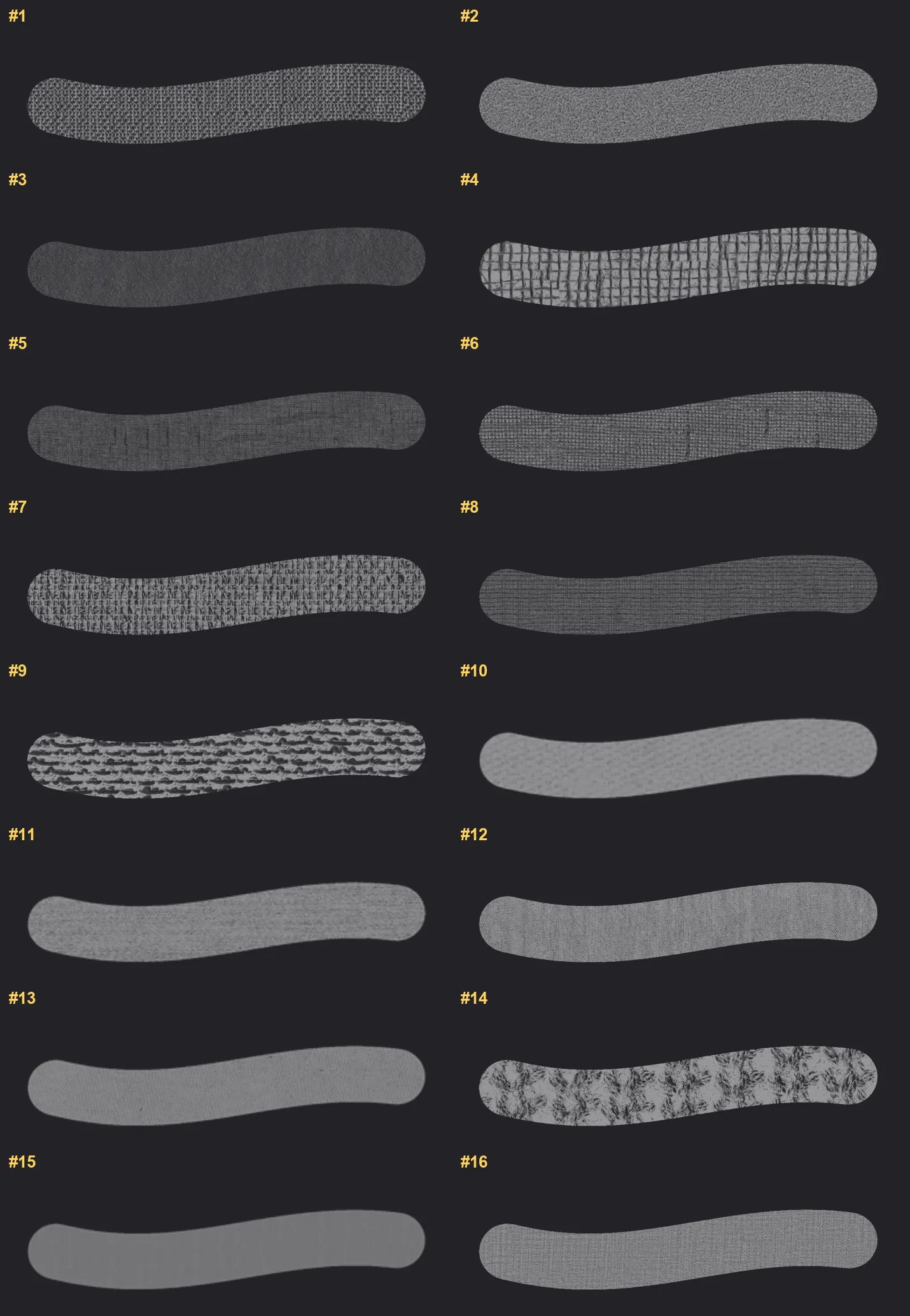 Denim & Cotton Procreate brushes overview sheet 1