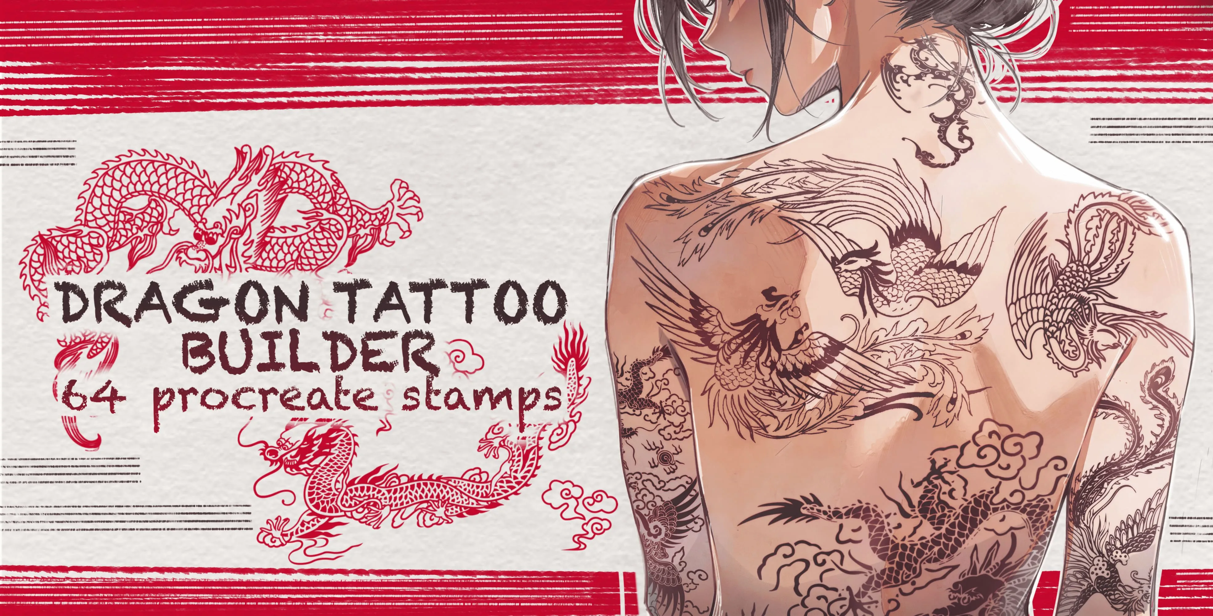 Dragon Tattoo Builder Procreate brush collection