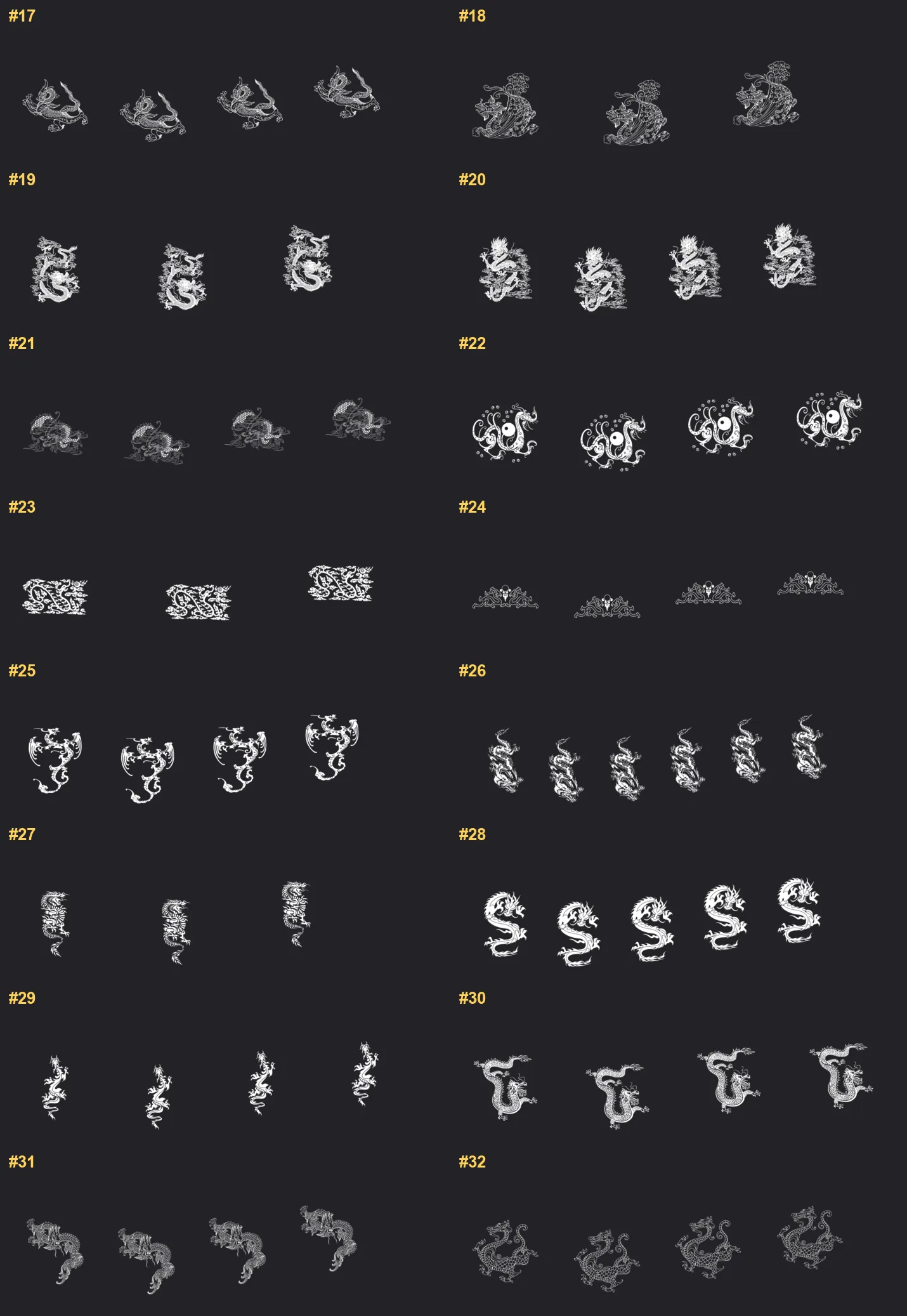 Dragon Tattoo Builder Procreate brushes overview sheet 2