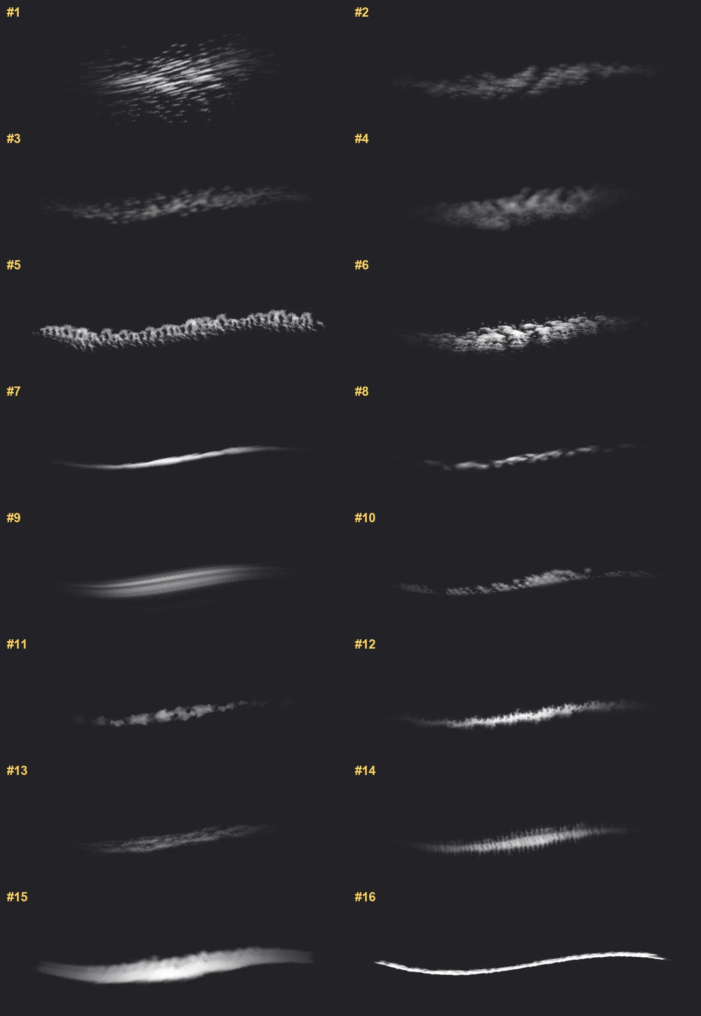 Dream Clouds Procreate brushes overview sheet 1