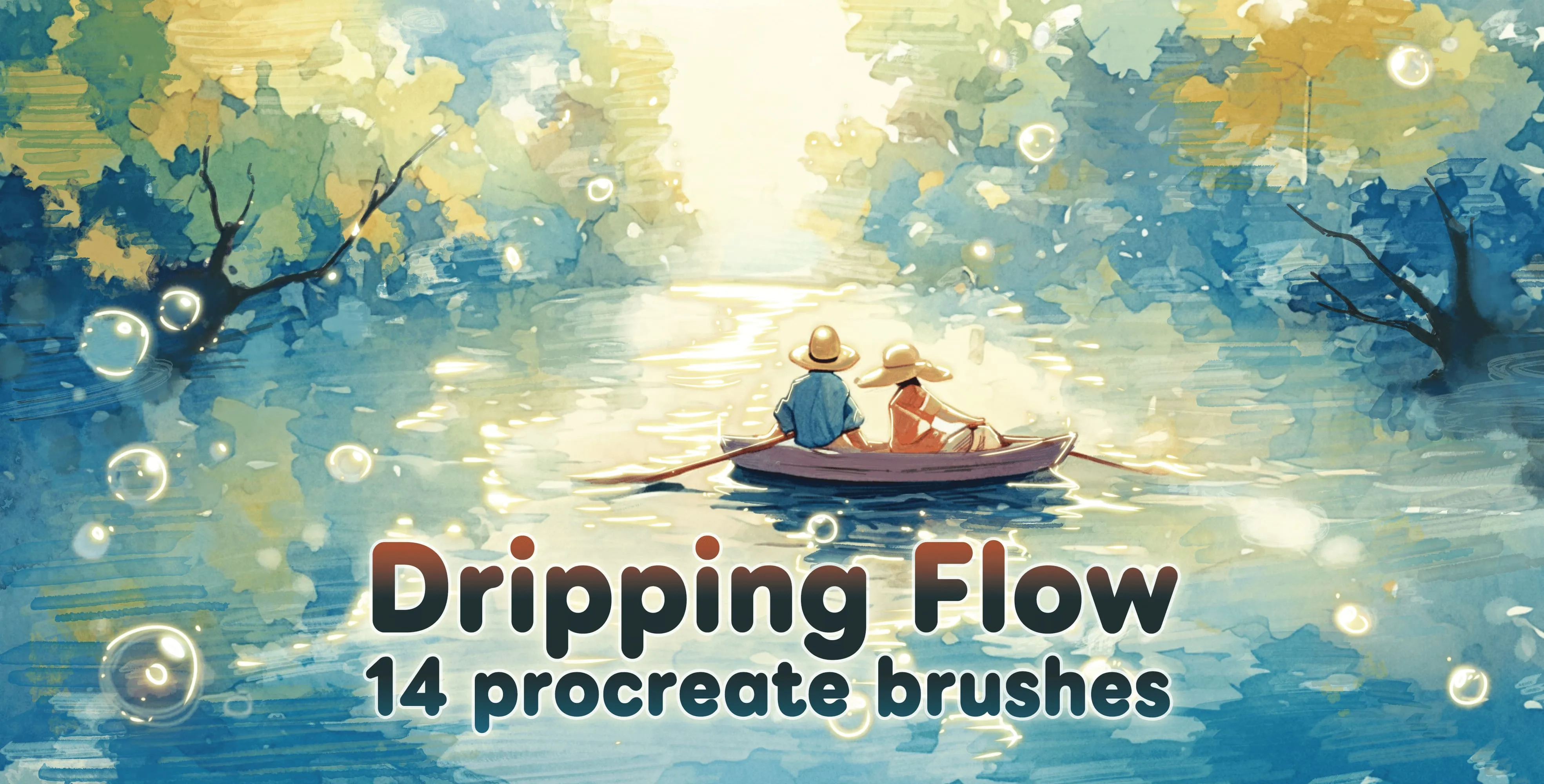 Dripping Flow Procreate brush set — 14 brushes, watercolor & gouache