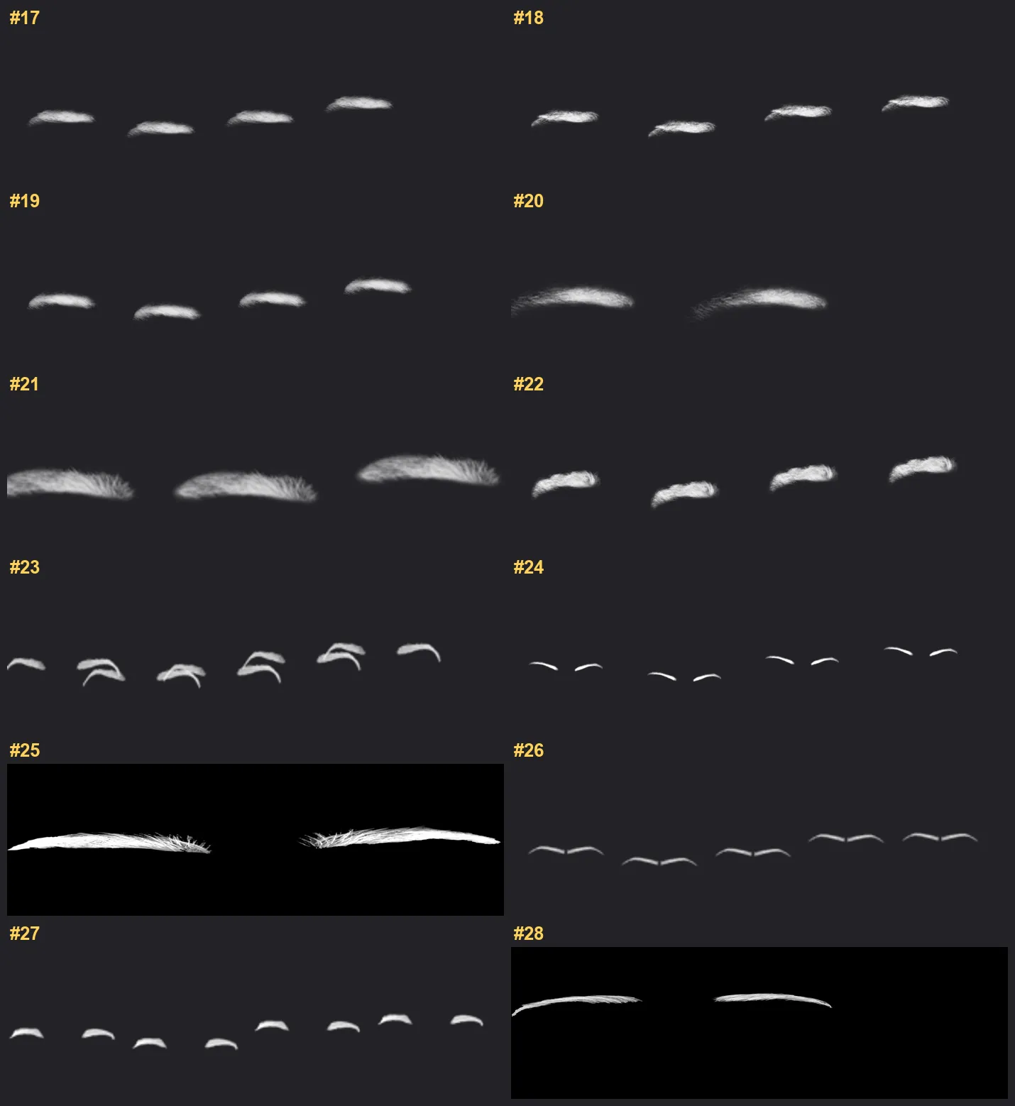 Eyebrow Builder Procreate brushes overview sheet 2