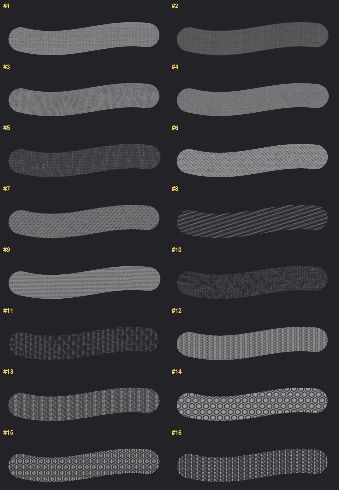 Fabric Texture Procreate brushes overview sheet 1