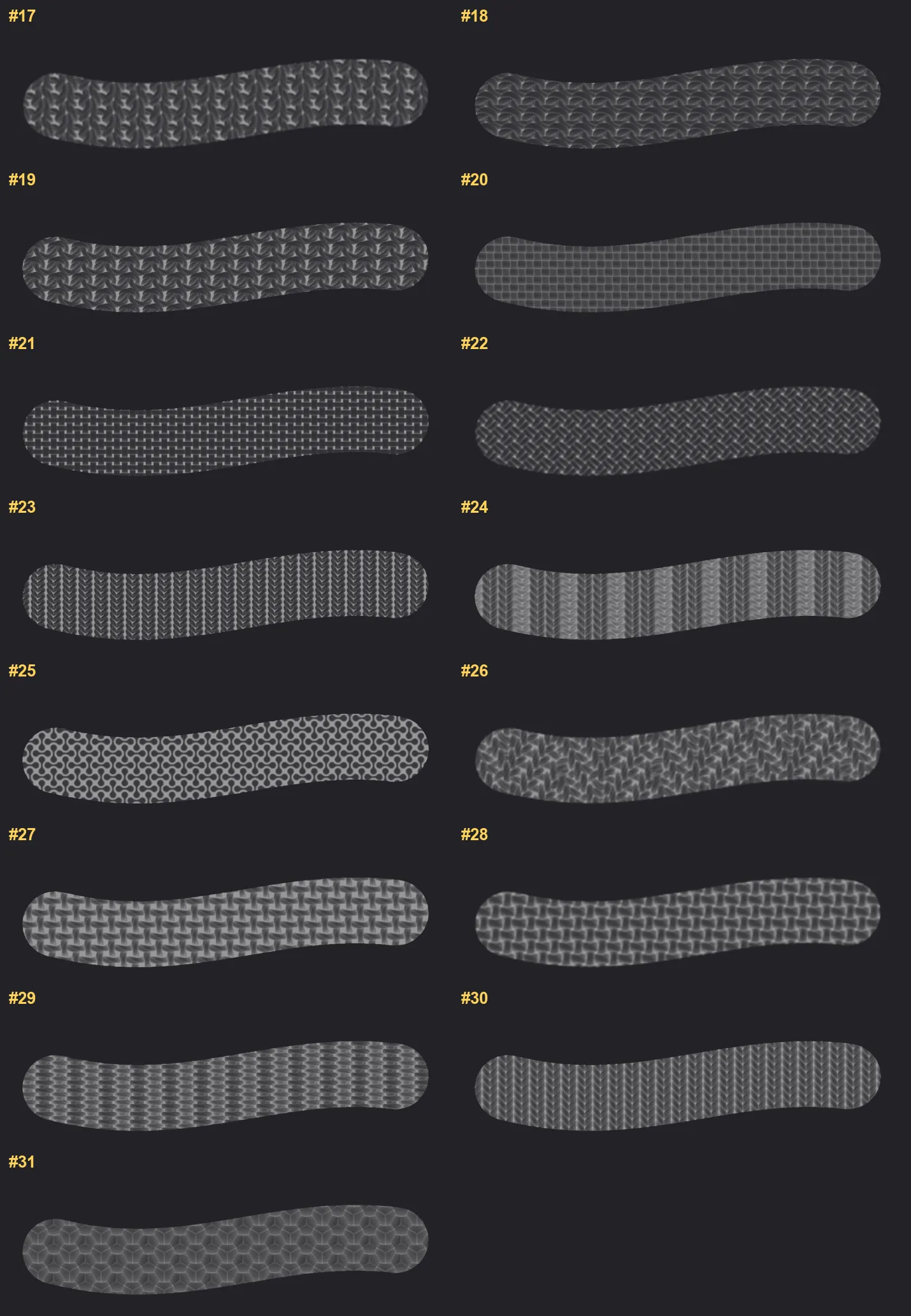 Fabric Texture Procreate brushes overview sheet 2