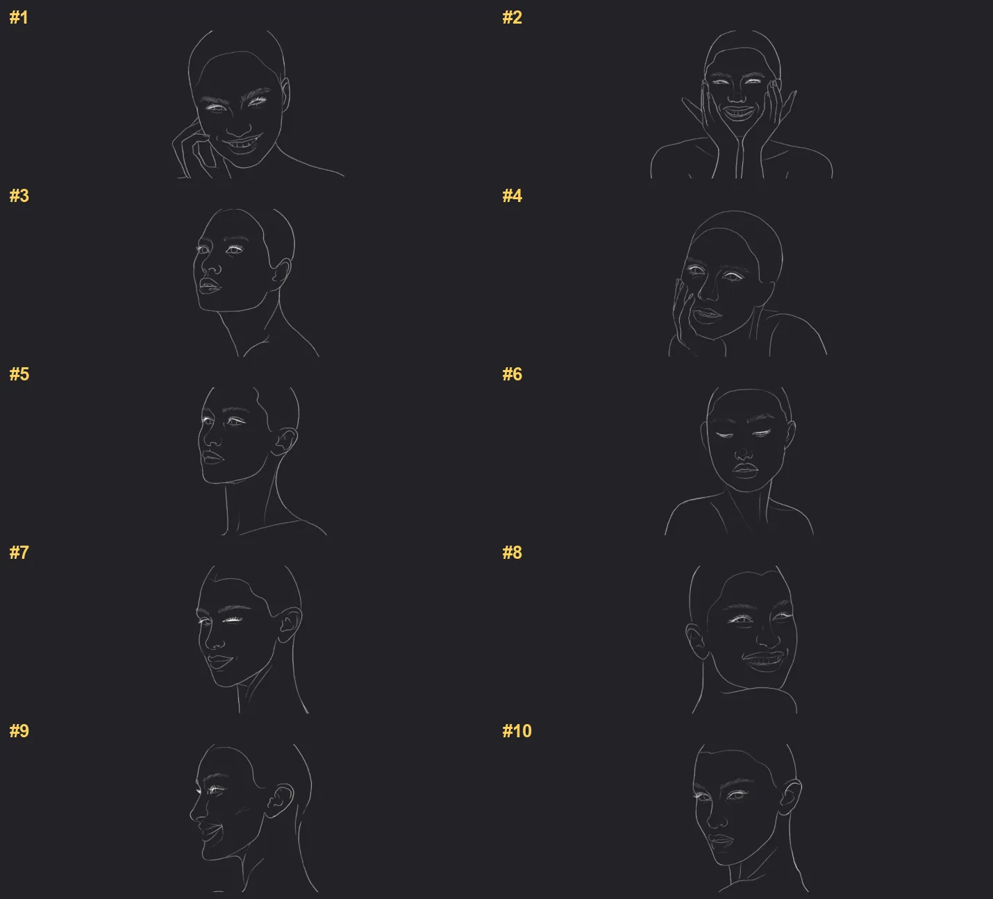 Face Procreate brushes overview sheet 1