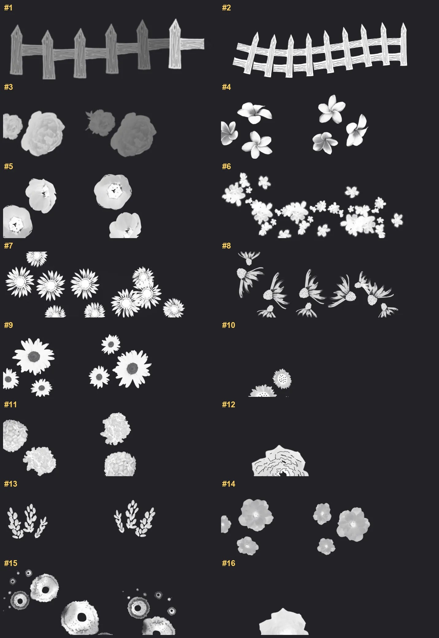 Farm & Orchard Procreate brushes overview sheet 1