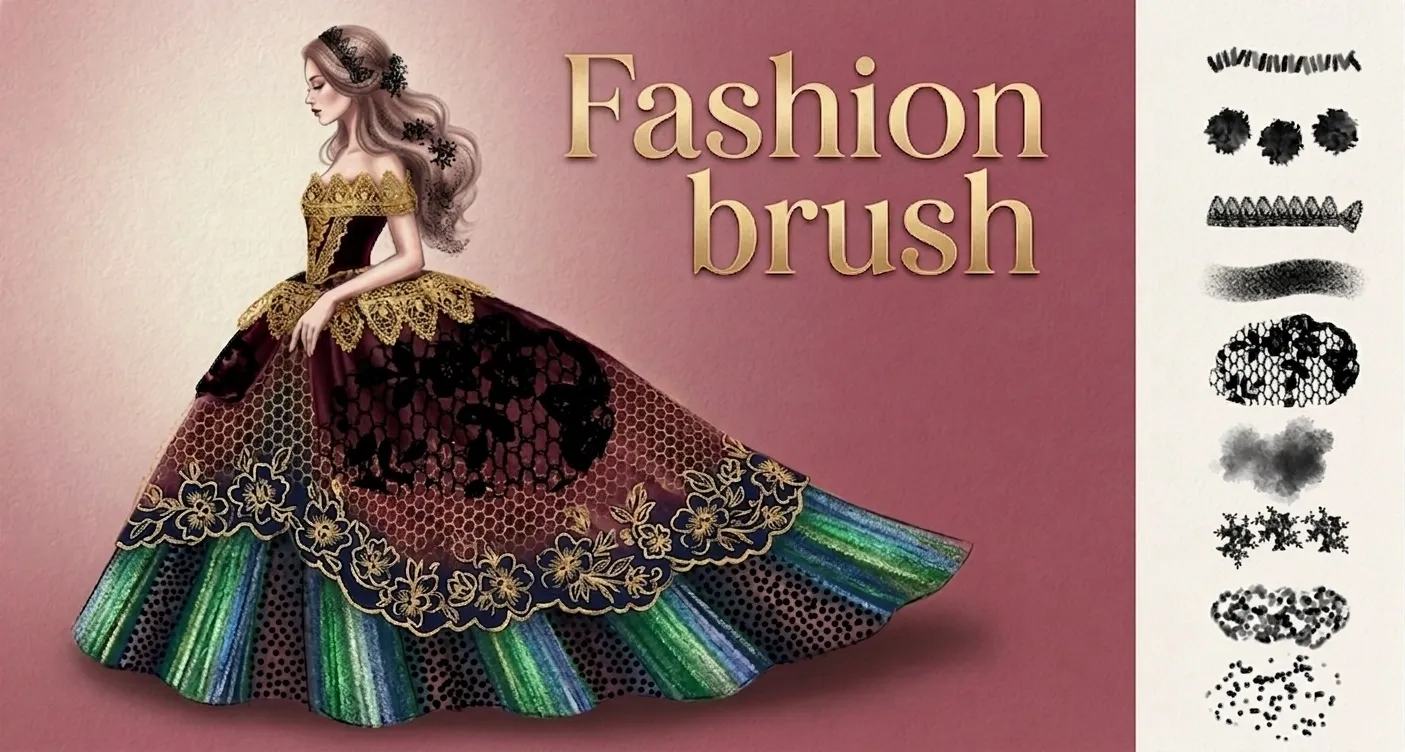 Fashion Brush Builder Procreate brush set — 46 brushes, fashion