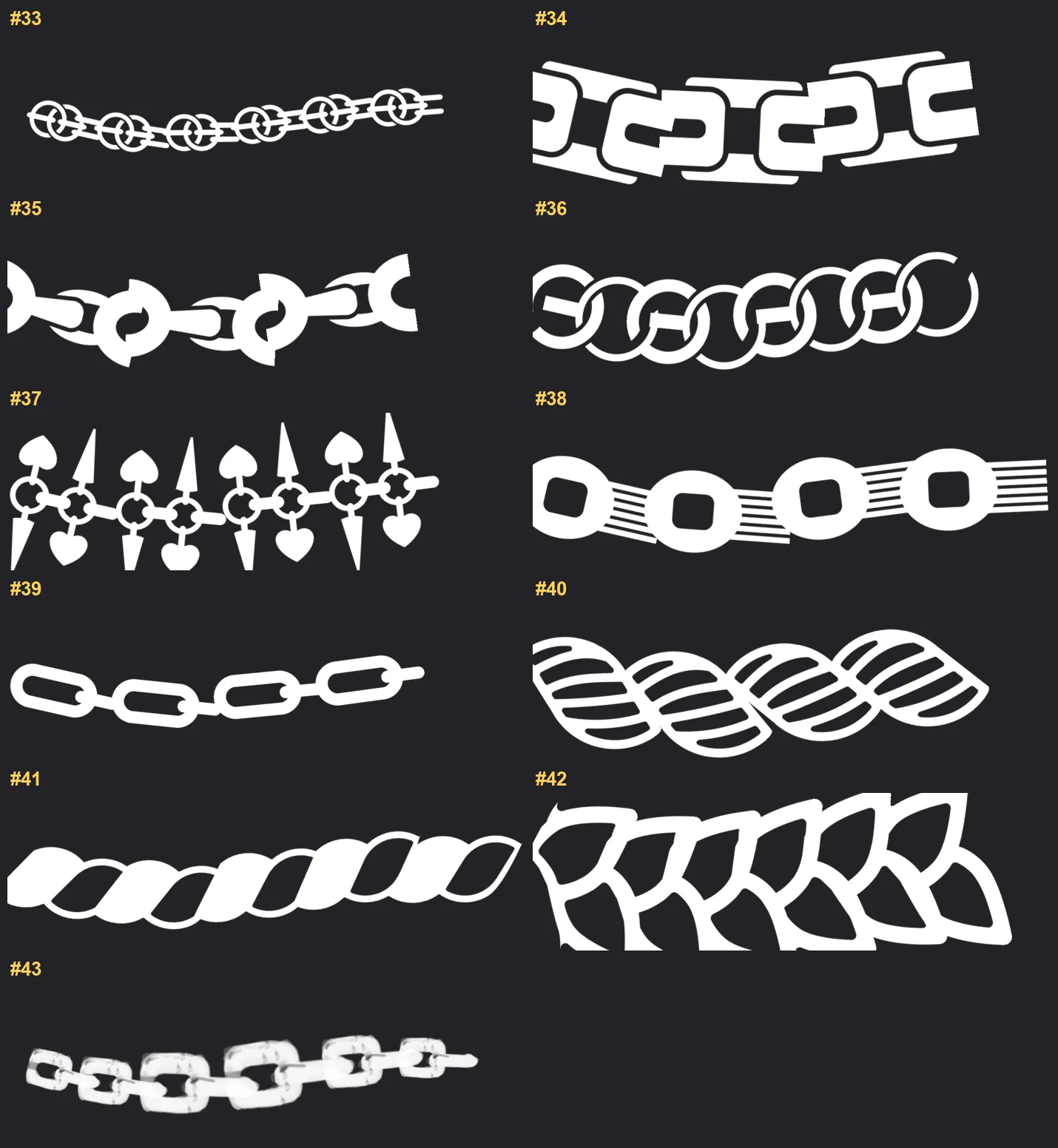 Fashion Chains Procreate brushes overview sheet 2